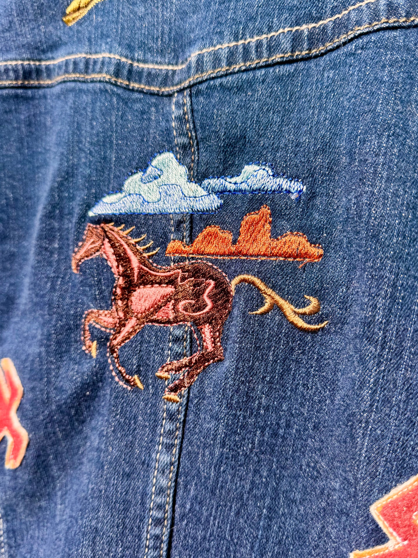 Upcycled Western Embroidered Denim Blazer (XL)