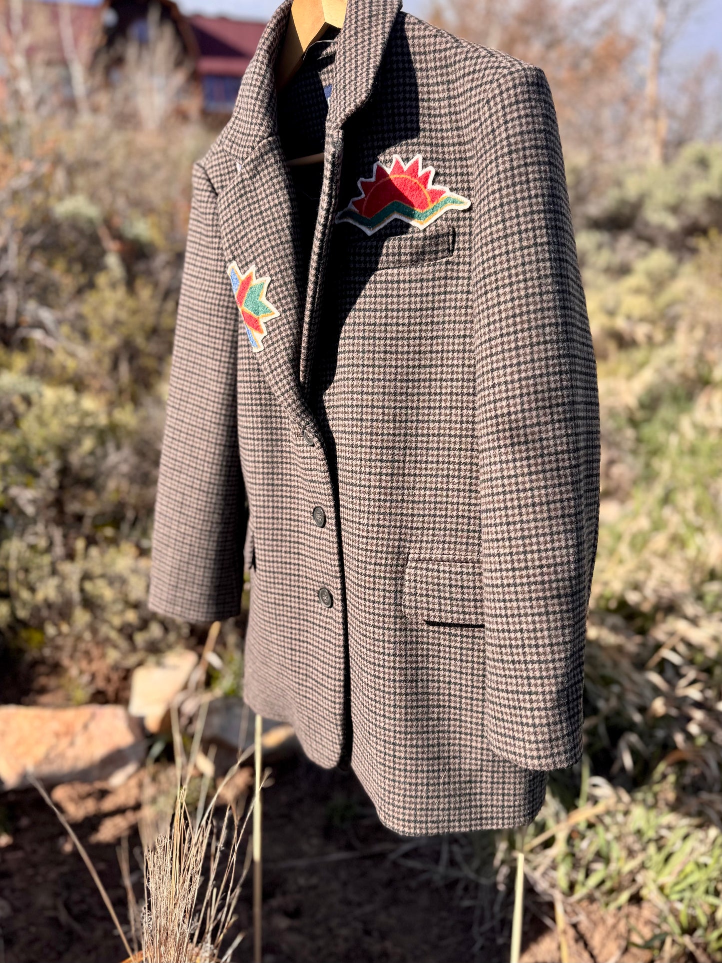 Upcycled GAP Plaid Blazer Brown Western Boyfriend Fit (S)