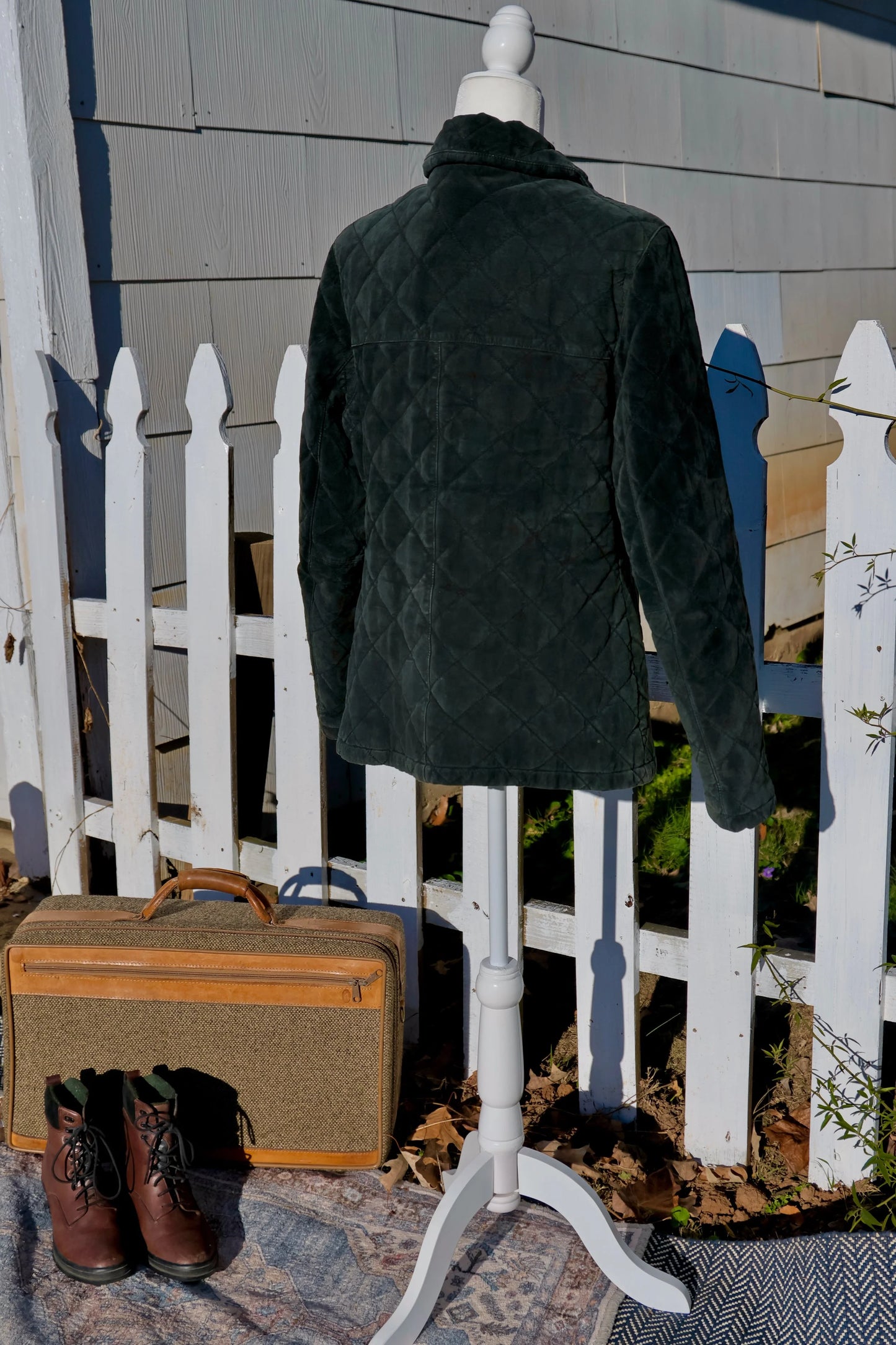 Vintage Quilted Suede Deep Forest Suede Jacket — Women's Small/Medium