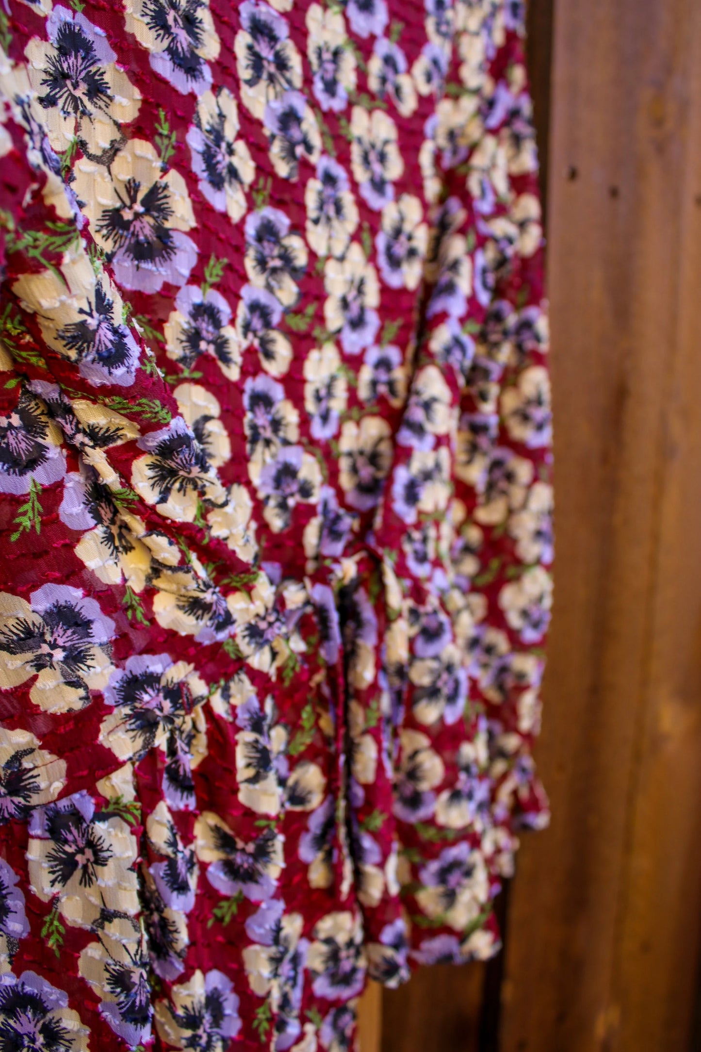 Madewell Women’s Floral Maroon 3/4 Button Blouse