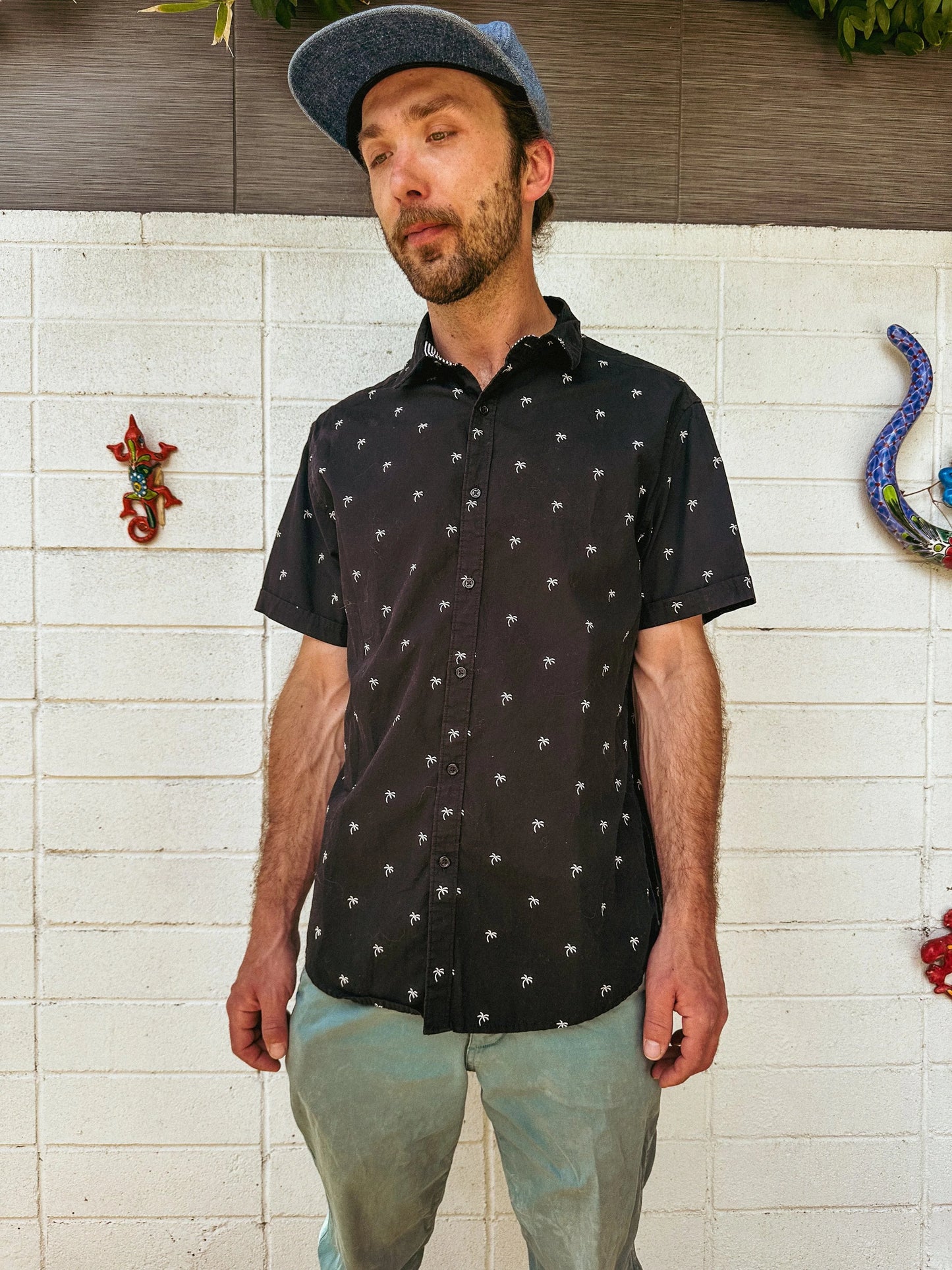 Denim & Flower by Ricky Singh Men’s Palm Print Shirt