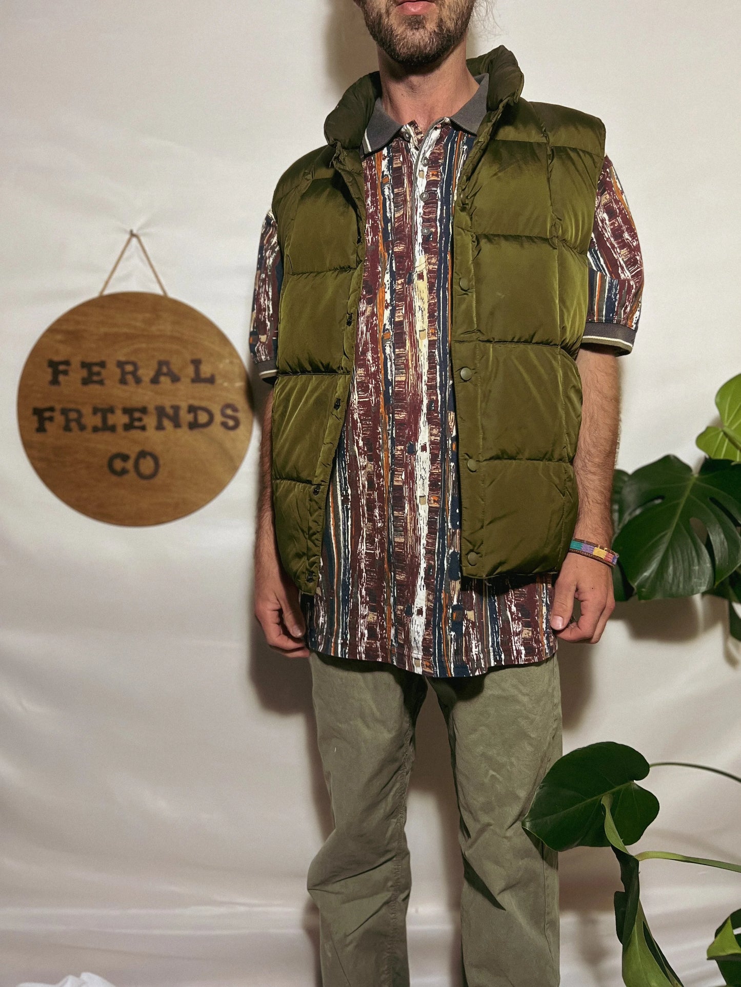 Lands’ End Men’s Green Puffer Vest - M