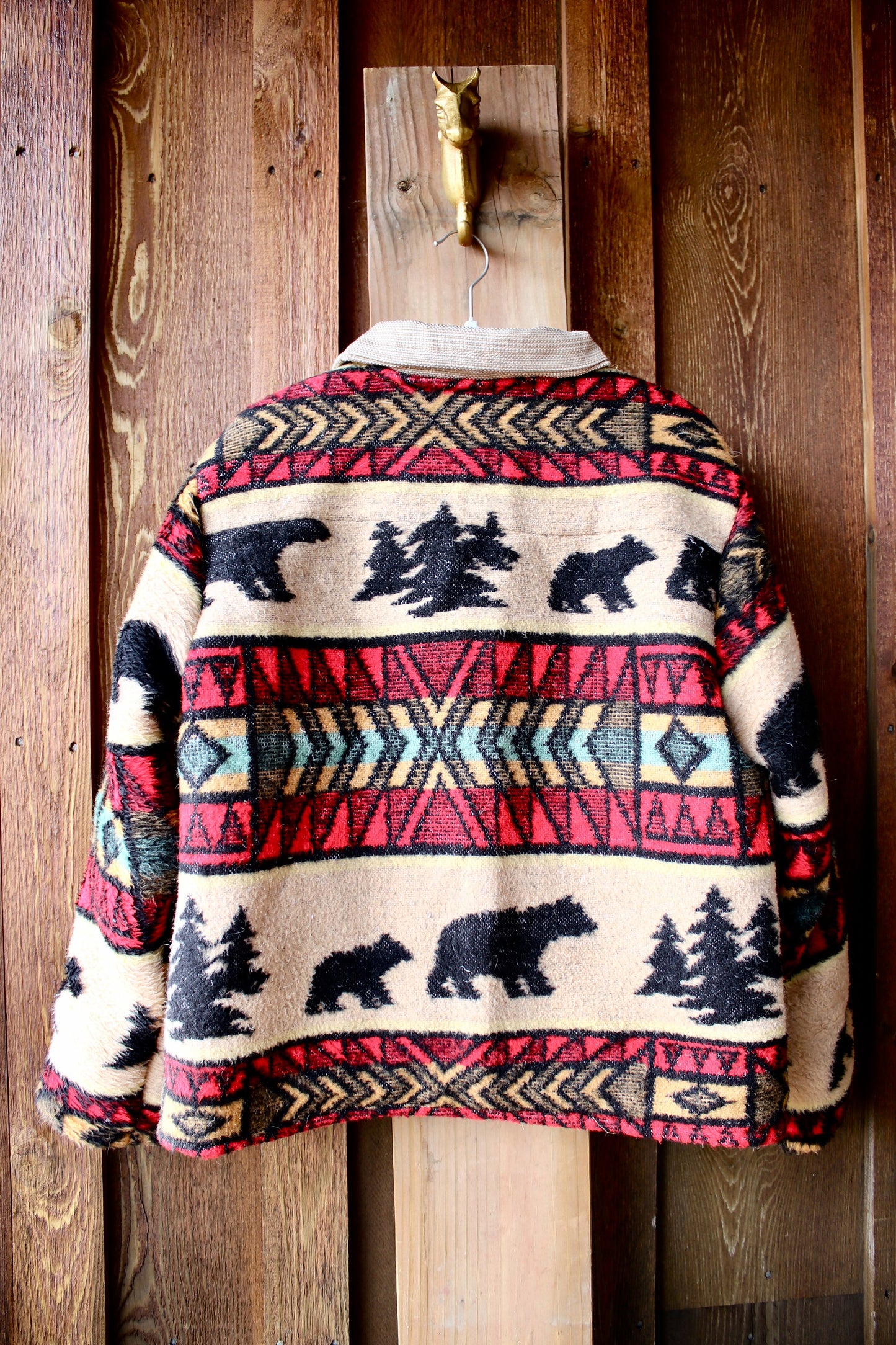 “Timberline Trail” – Handmade Upcycled Bear & Tree Vintage Blanket Jacket