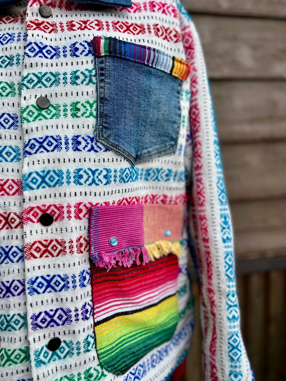 Multicolor Woven Stripe Blanket Camp Coat | Upcycled Chore Coat
