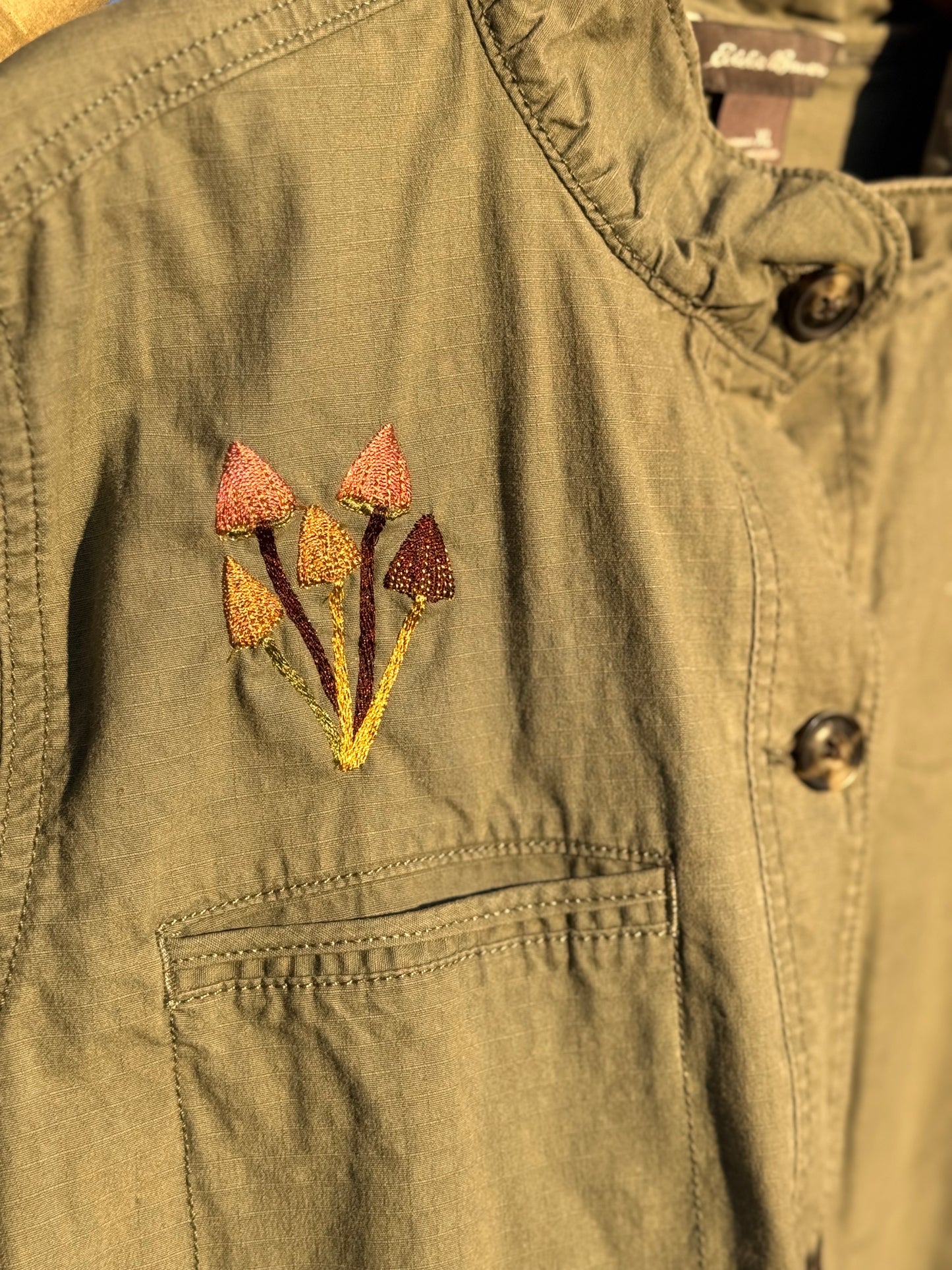 Upcycled Eddie Bauer Mushroom Embroidery Utility Jacket (XL)