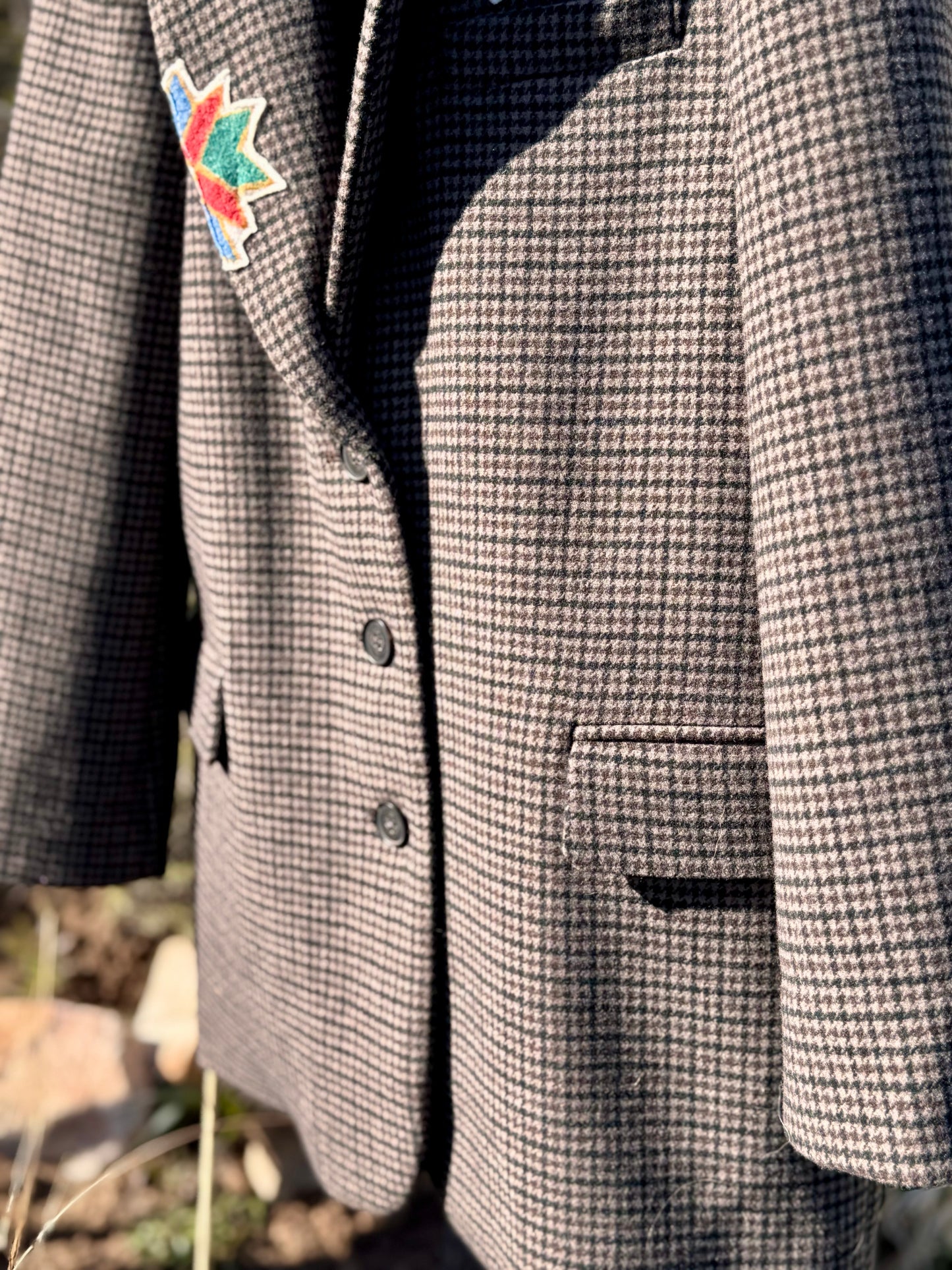 Upcycled GAP Plaid Blazer Brown Western Boyfriend Fit (S)