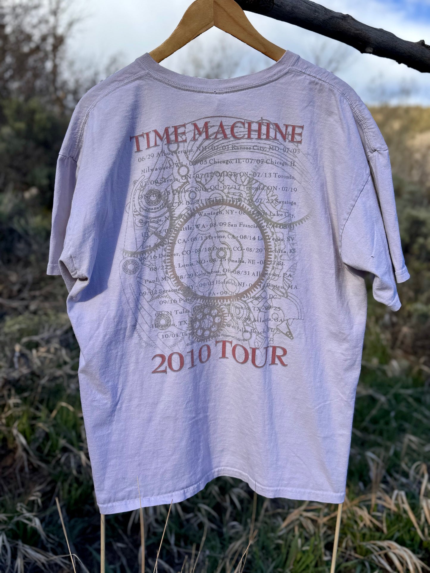 Rush Time Machine Tour 2010 Vintage T‑Shirt — Beige/Creme (XXL)