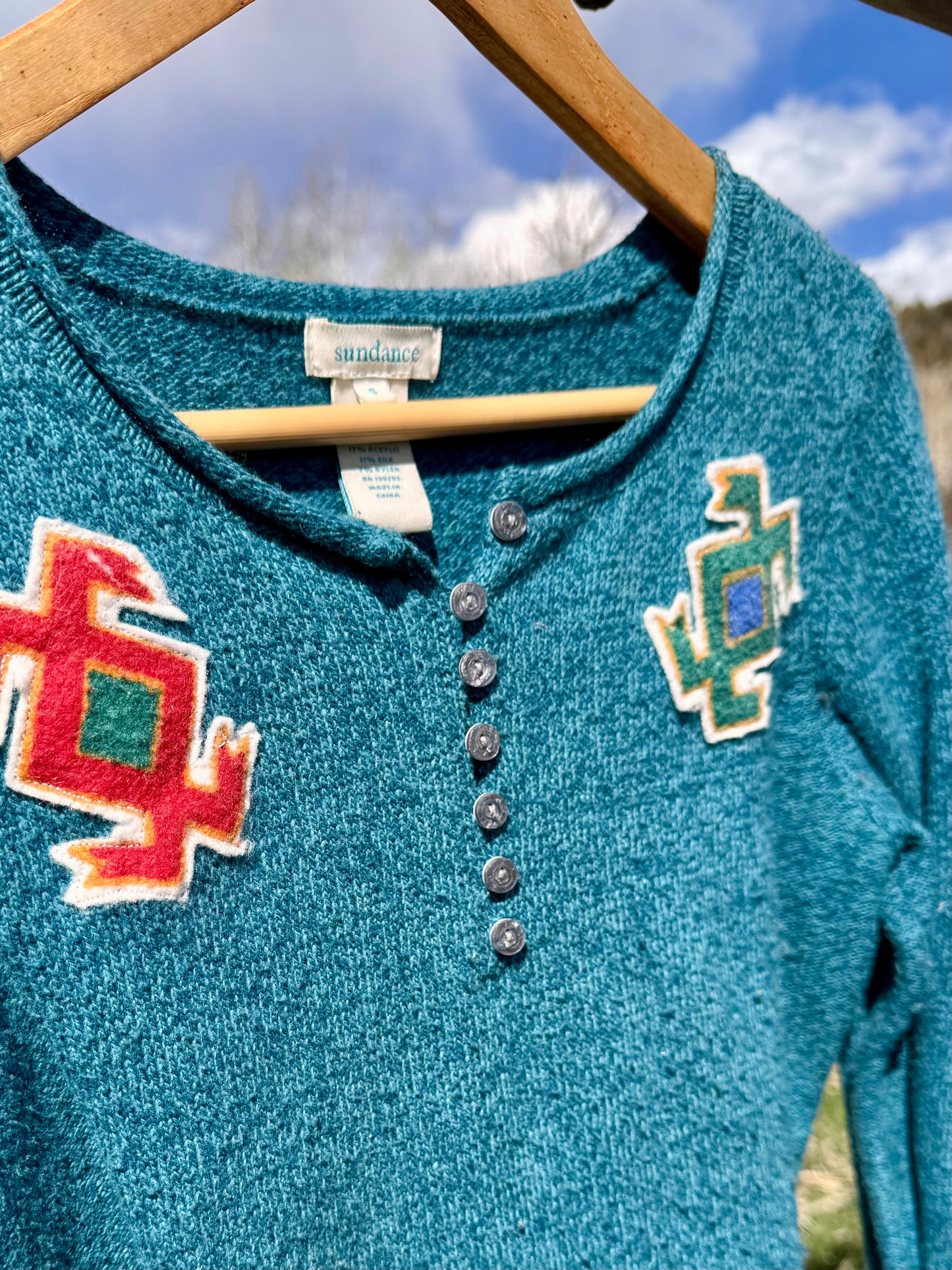 Upcycled Sundance Turquoise Knit Sweater (S)