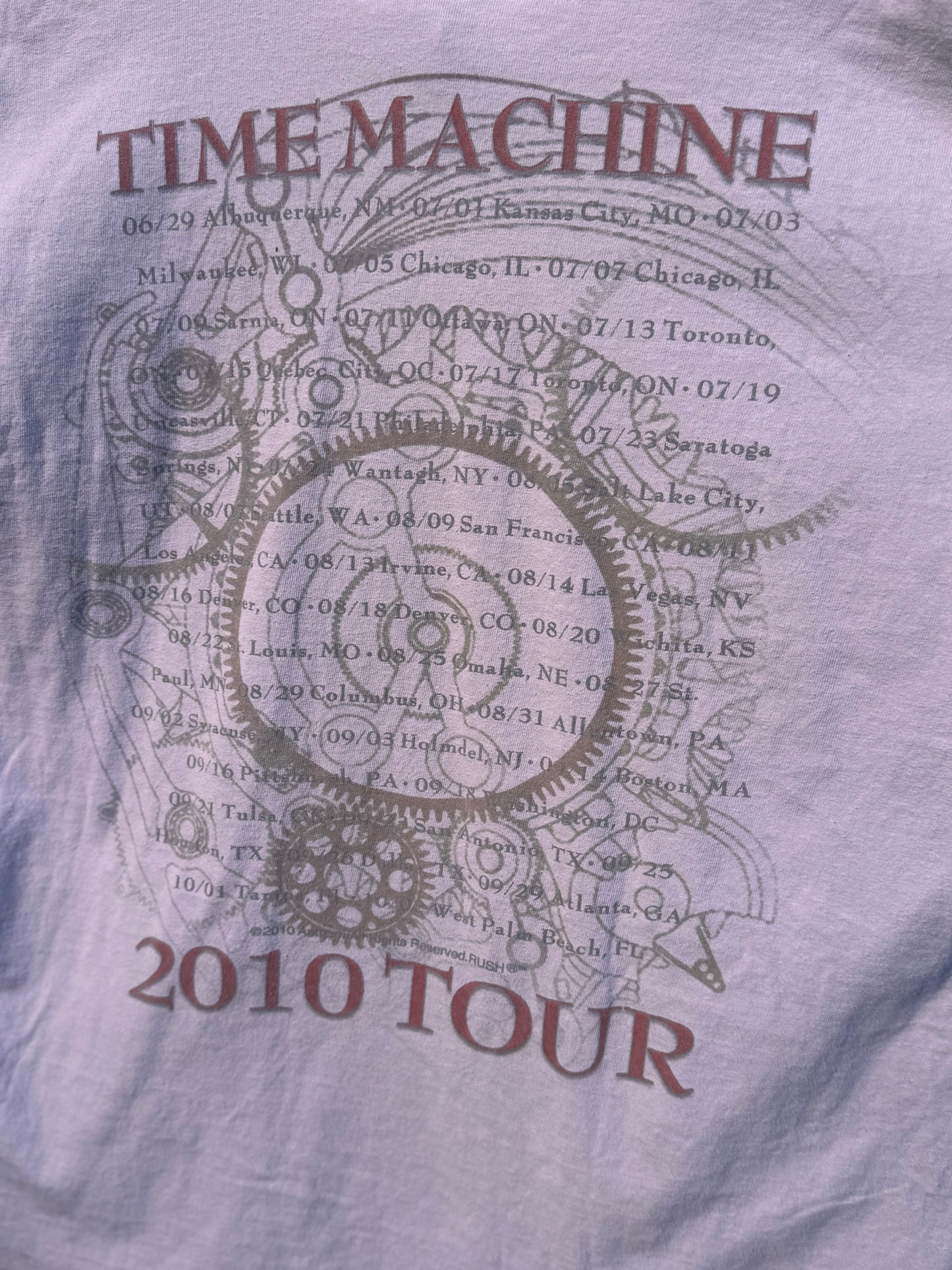 Rush Time Machine Tour 2010 Vintage T‑Shirt — Beige/Creme (XXL)