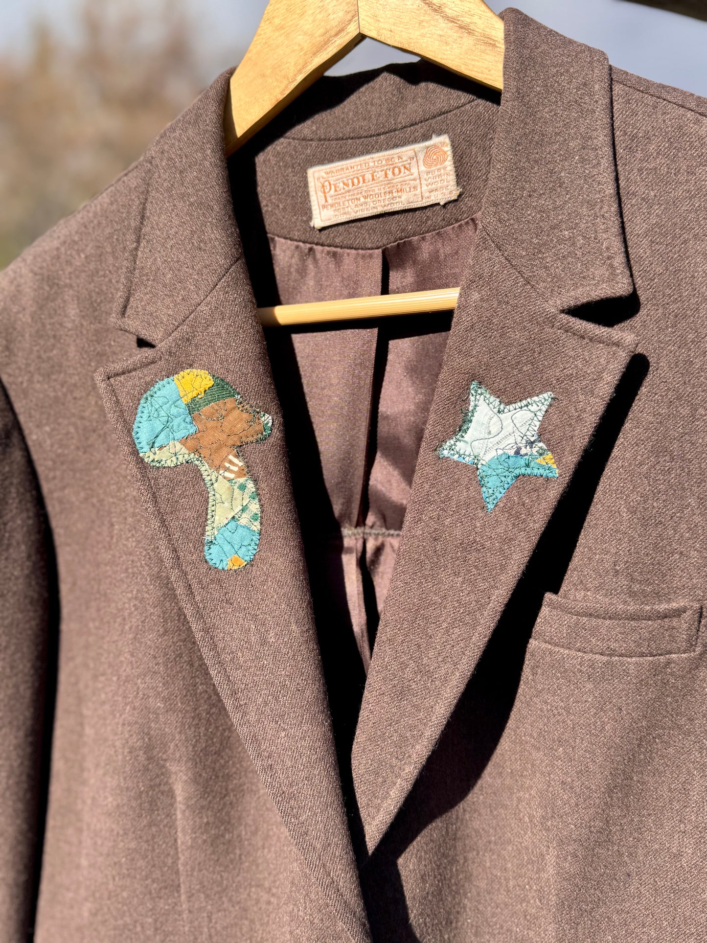 Upcycled Vintage 70s-80s Upcycled Pendleton Wool Blazer Southwestern Patch