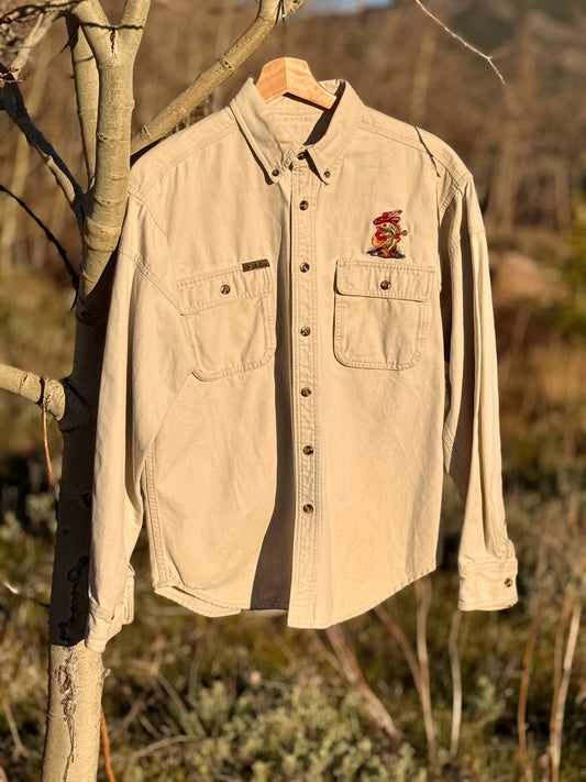 Upcycled Guide Series Fish Embroidery Workwear Shirt (L)