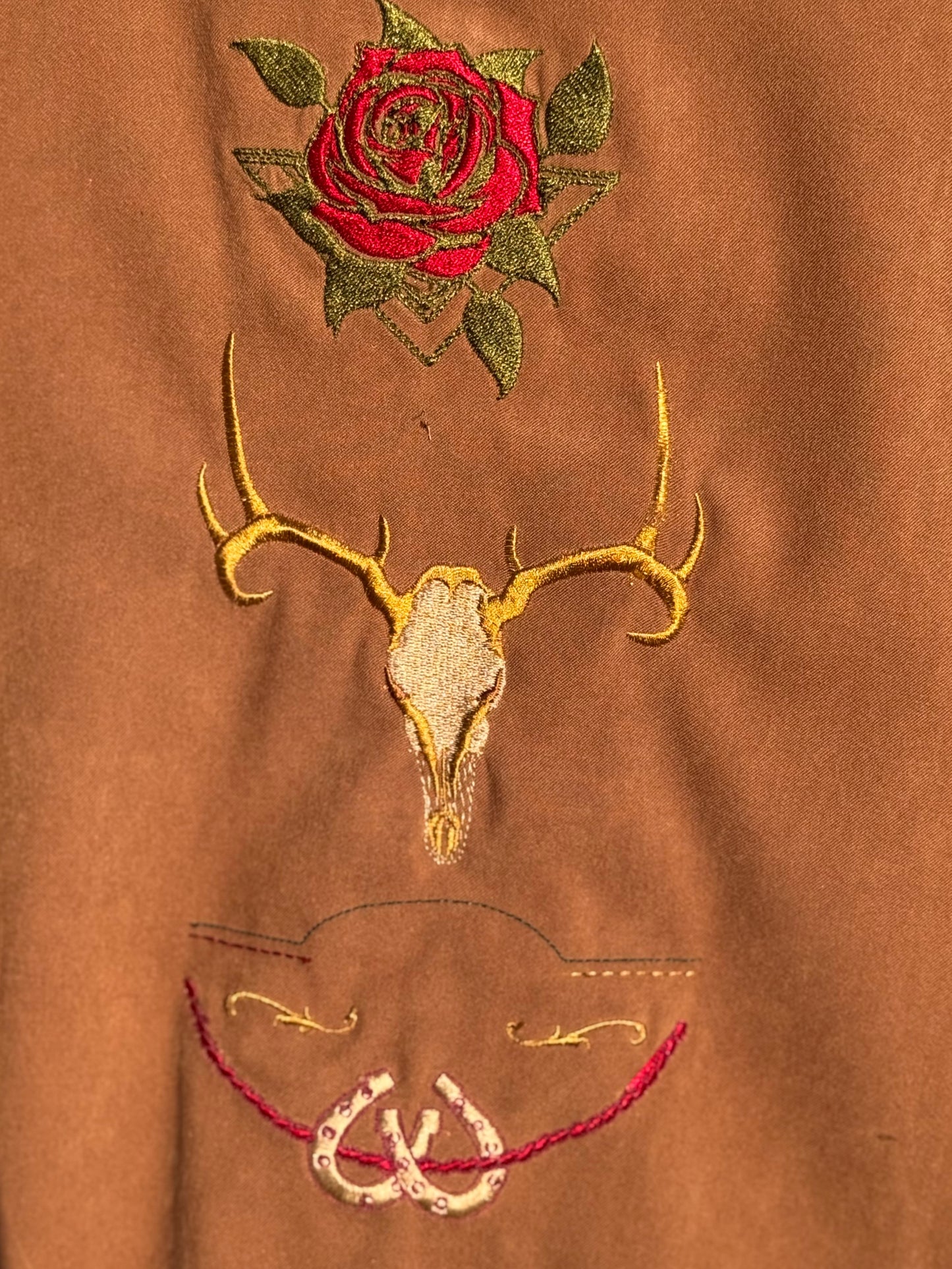 Upcycled Western Embroidered Susan Graver Tan Vest (M)