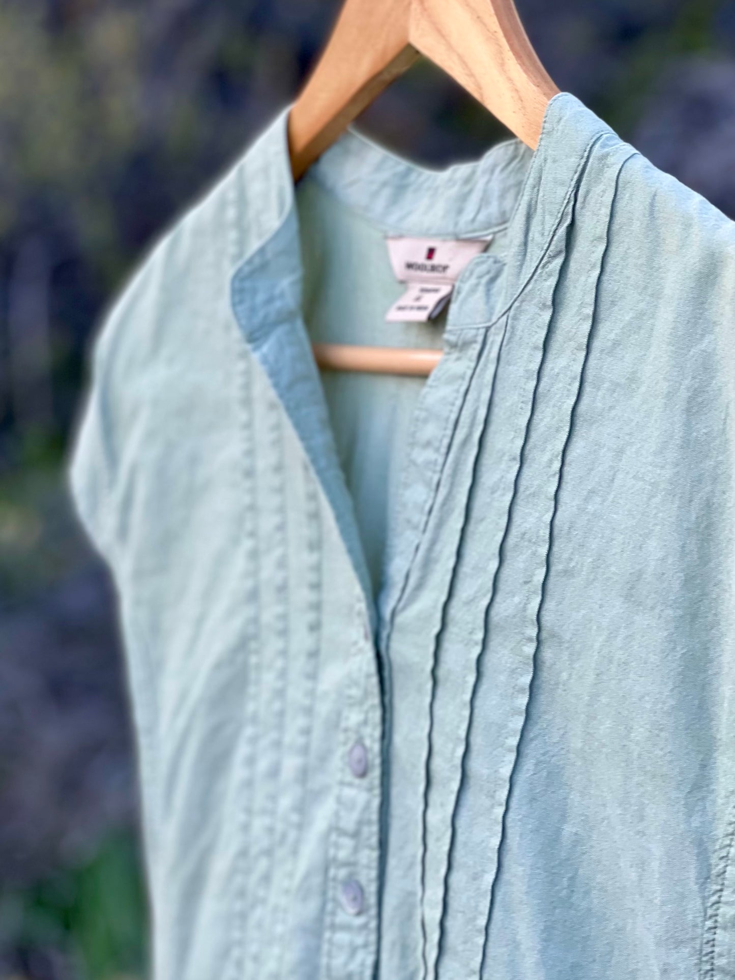 Vintage Woolrich Sage Green Pleated Short Sleeve Shirt