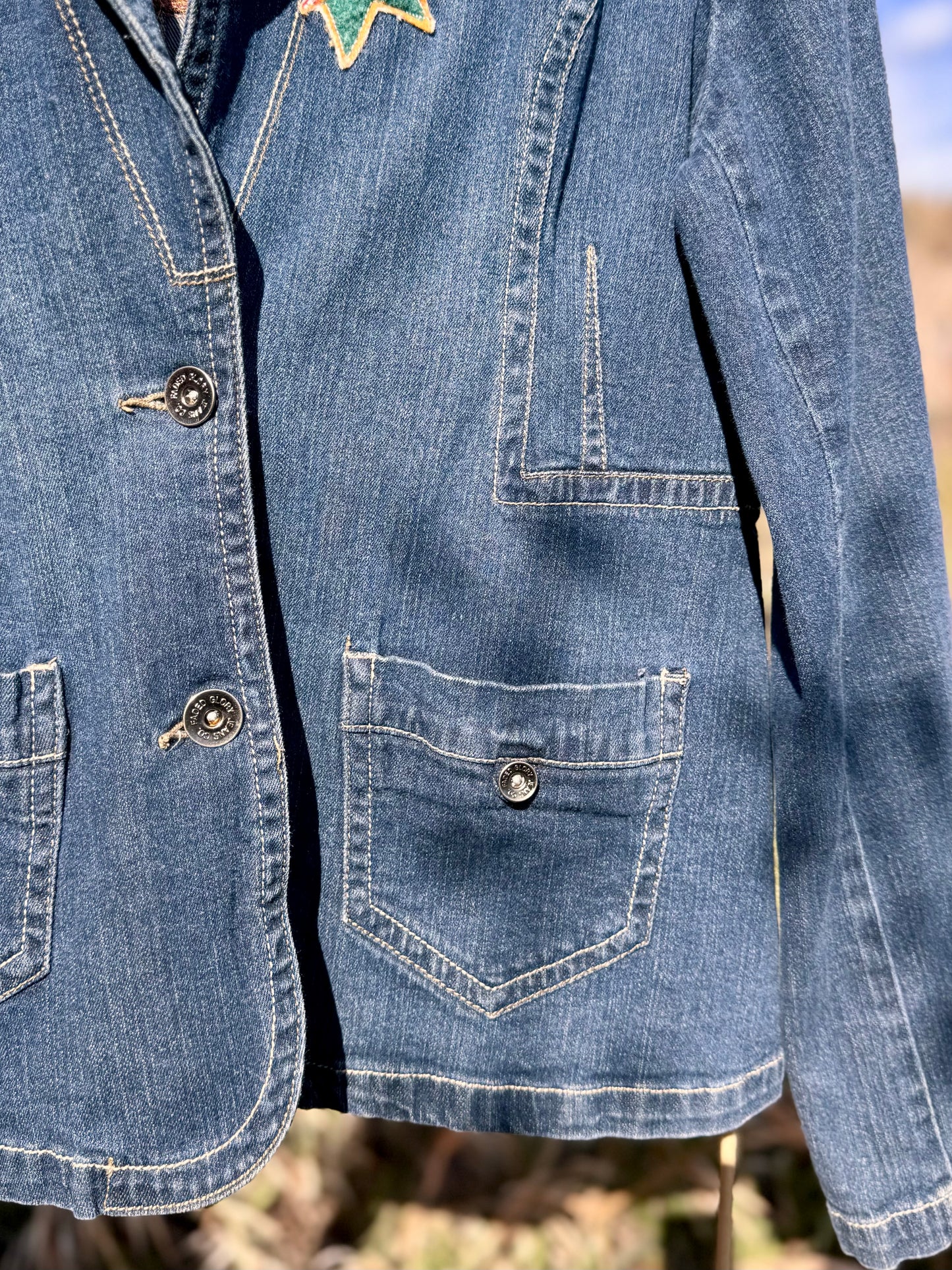 Upcycled Western Embroidered Denim Blazer (XL)