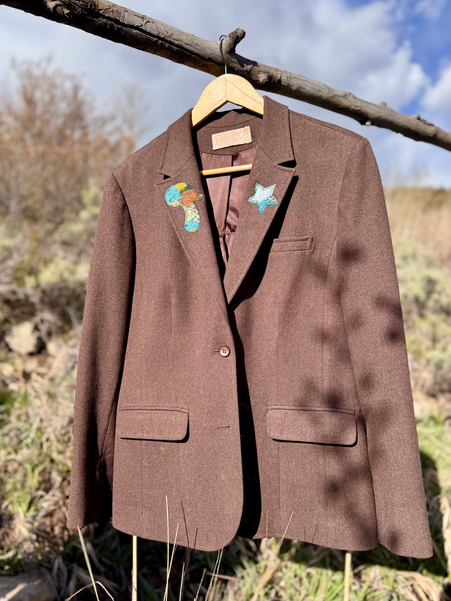 Upcycled Vintage 70s-80s Upcycled Pendleton Wool Blazer Southwestern Patch