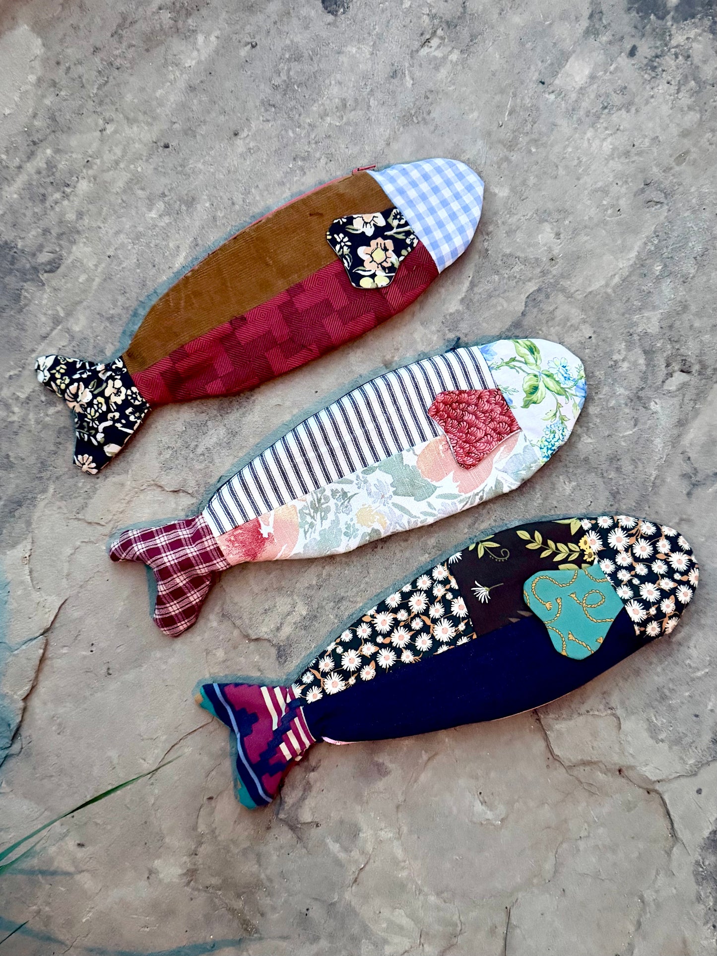 Upcycled Patchwork Fish Zipper Bag | Handmade Pouch | One of a Kind