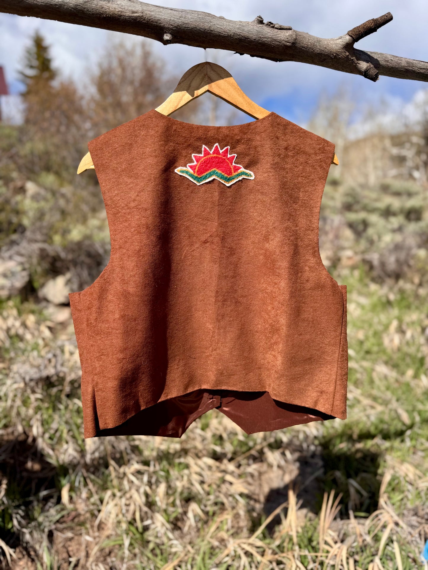 Upcycled Leather Vest Southwestern Patch Vintage Alfred Dunner Western Layer (M/L)