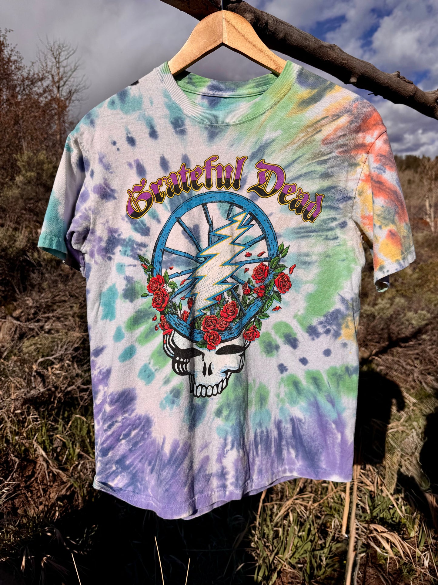 Grateful Dead Liquid Blue Vintage Tie‑Dye T‑Shirt (Double Stitch, Size M)