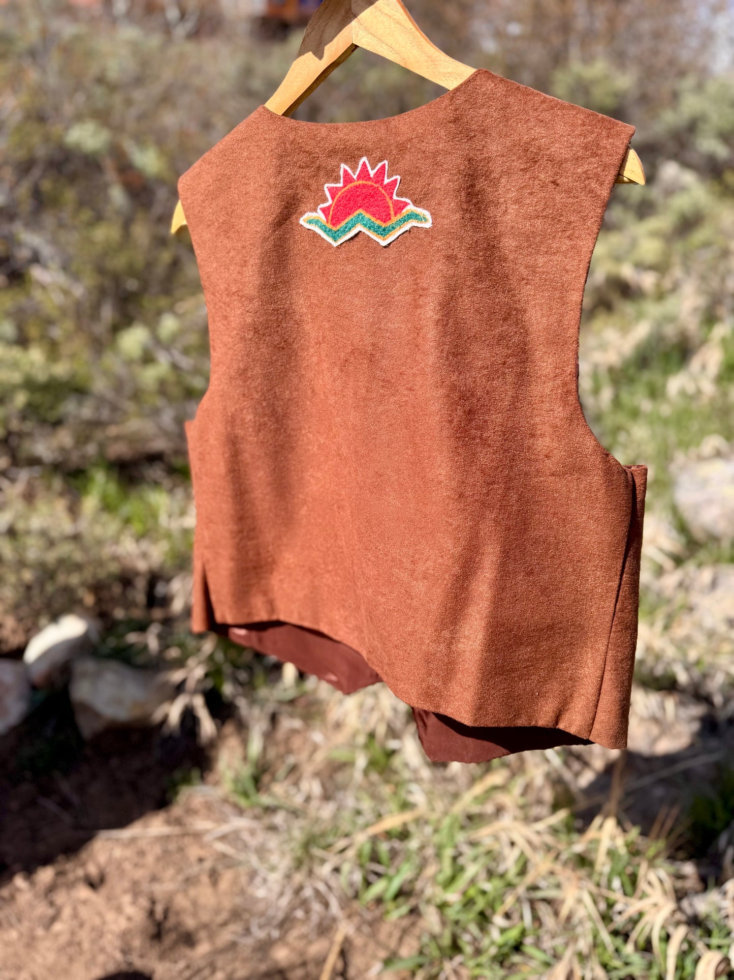 Upcycled Leather Vest Southwestern Patch Vintage Alfred Dunner Western Layer (M/L)