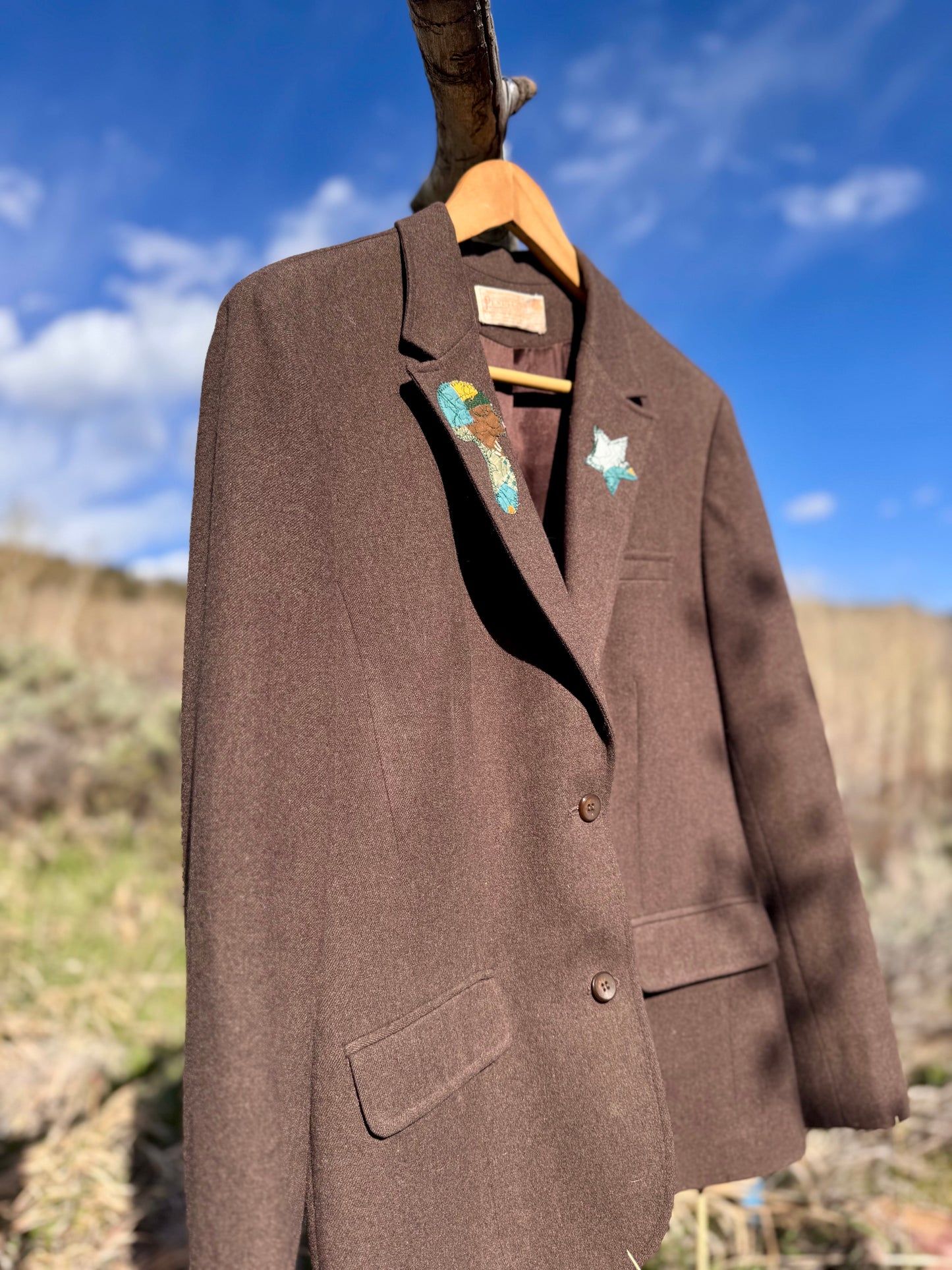 Upcycled Vintage 70s-80s Upcycled Pendleton Wool Blazer Southwestern Patch