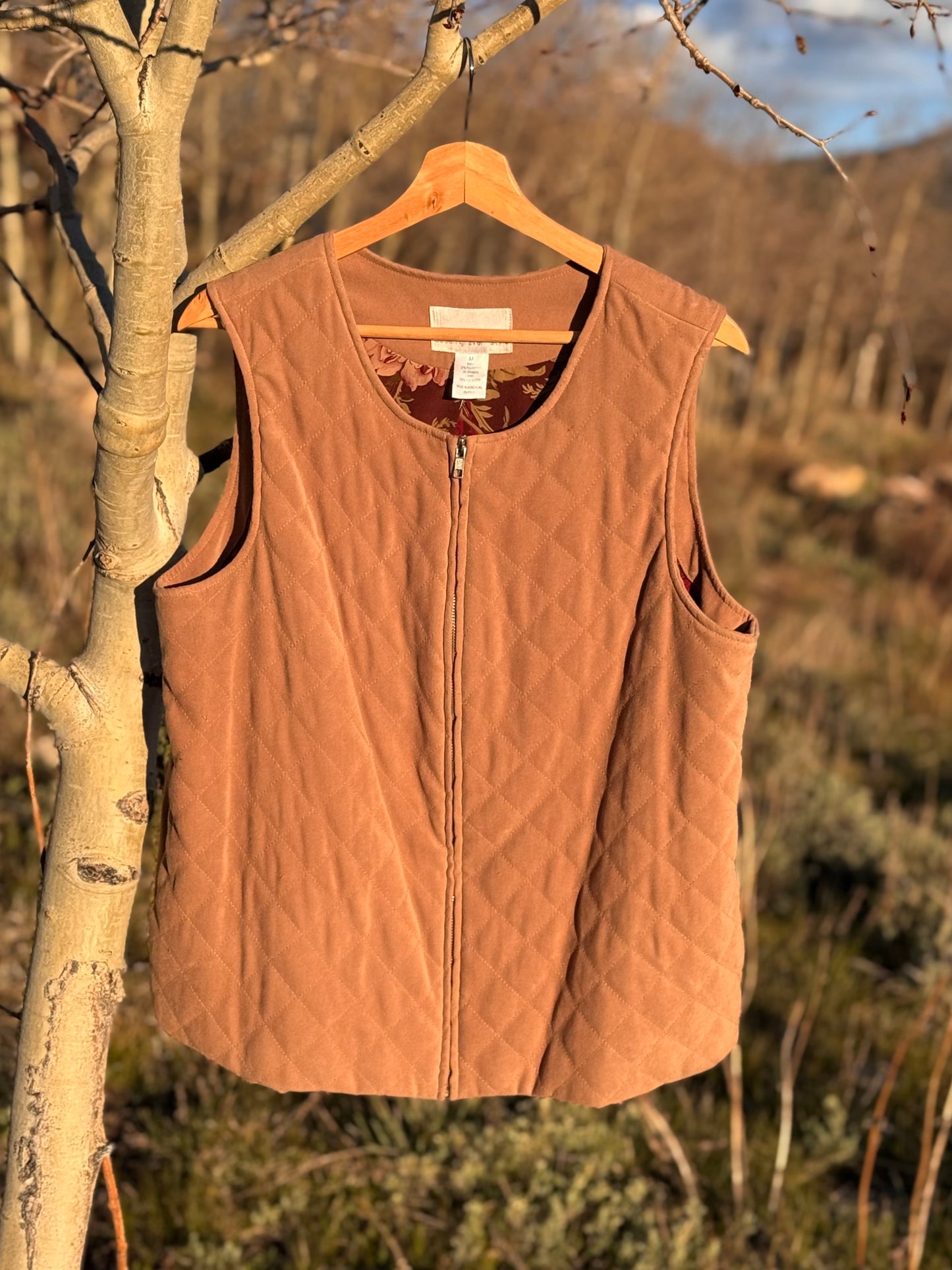 Upcycled Western Embroidered Susan Graver Tan Vest (M)