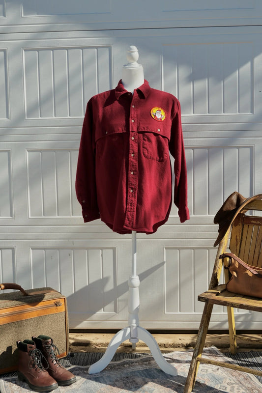 "Don’t Follow Me I’m Lost" Santa Patch - Upcycled Pendleton Wool Button Down Shirt