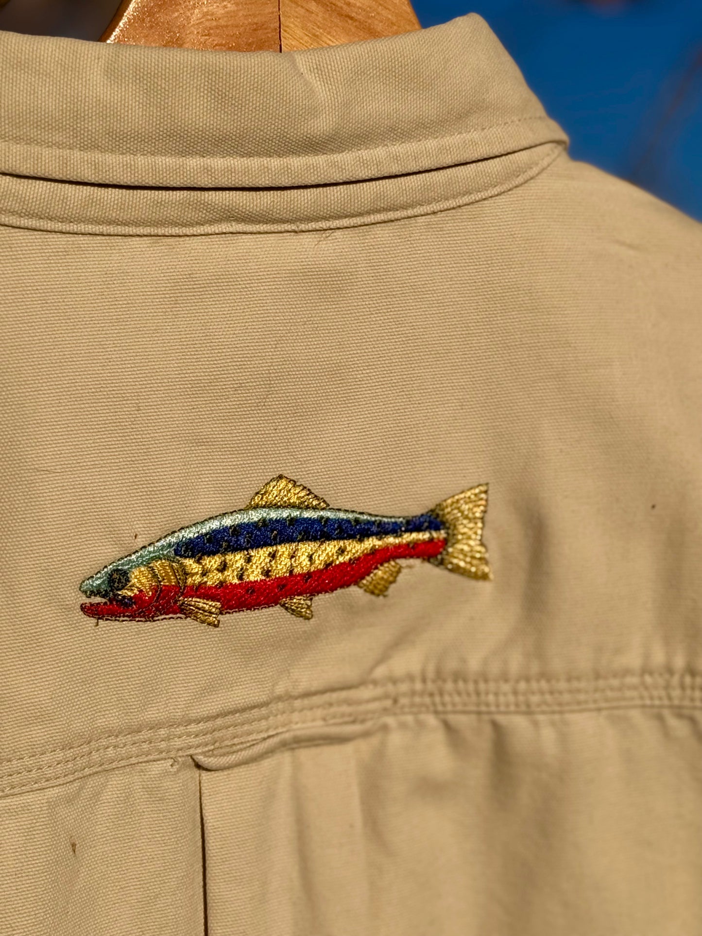 Upcycled Guide Series Fish Embroidery Workwear Shirt (L)