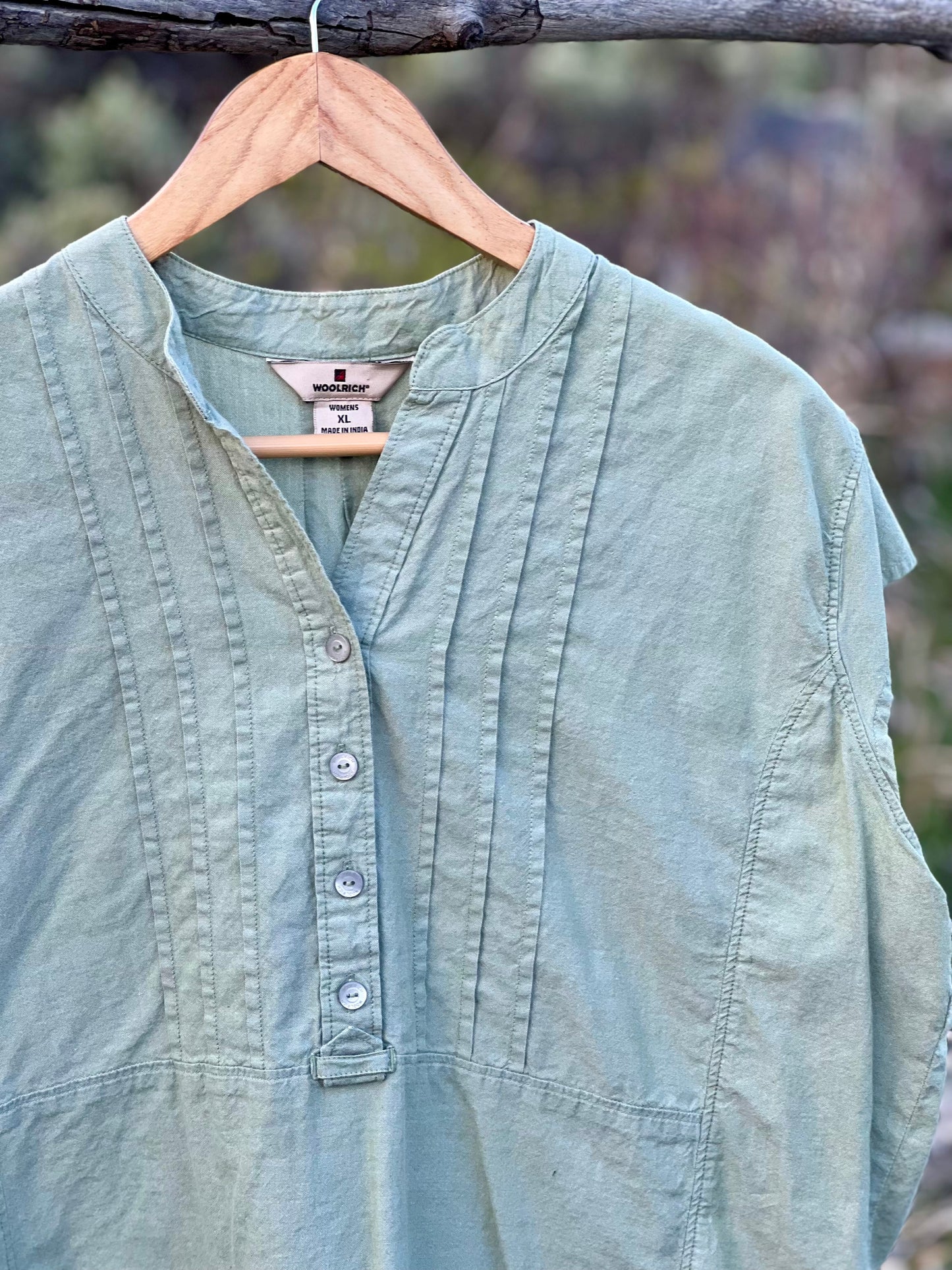 Vintage Woolrich Sage Green Pleated Short Sleeve Shirt