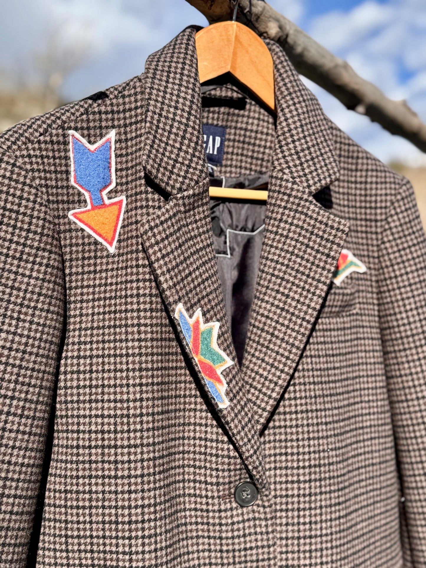 Upcycled GAP Plaid Blazer Brown Western Boyfriend Fit (S)