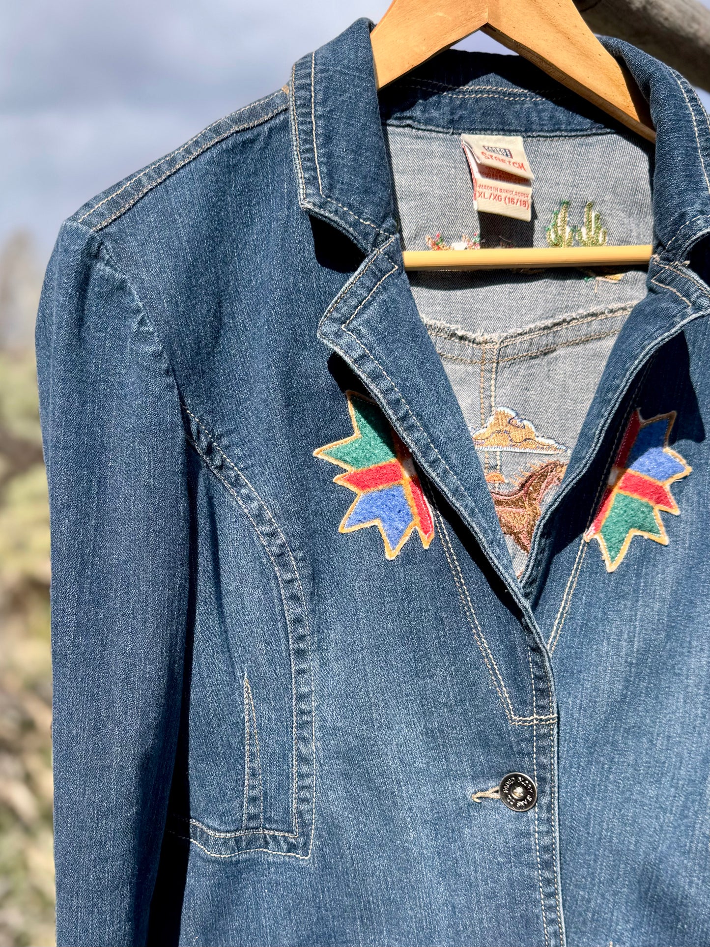 Upcycled Western Embroidered Denim Blazer (XL)