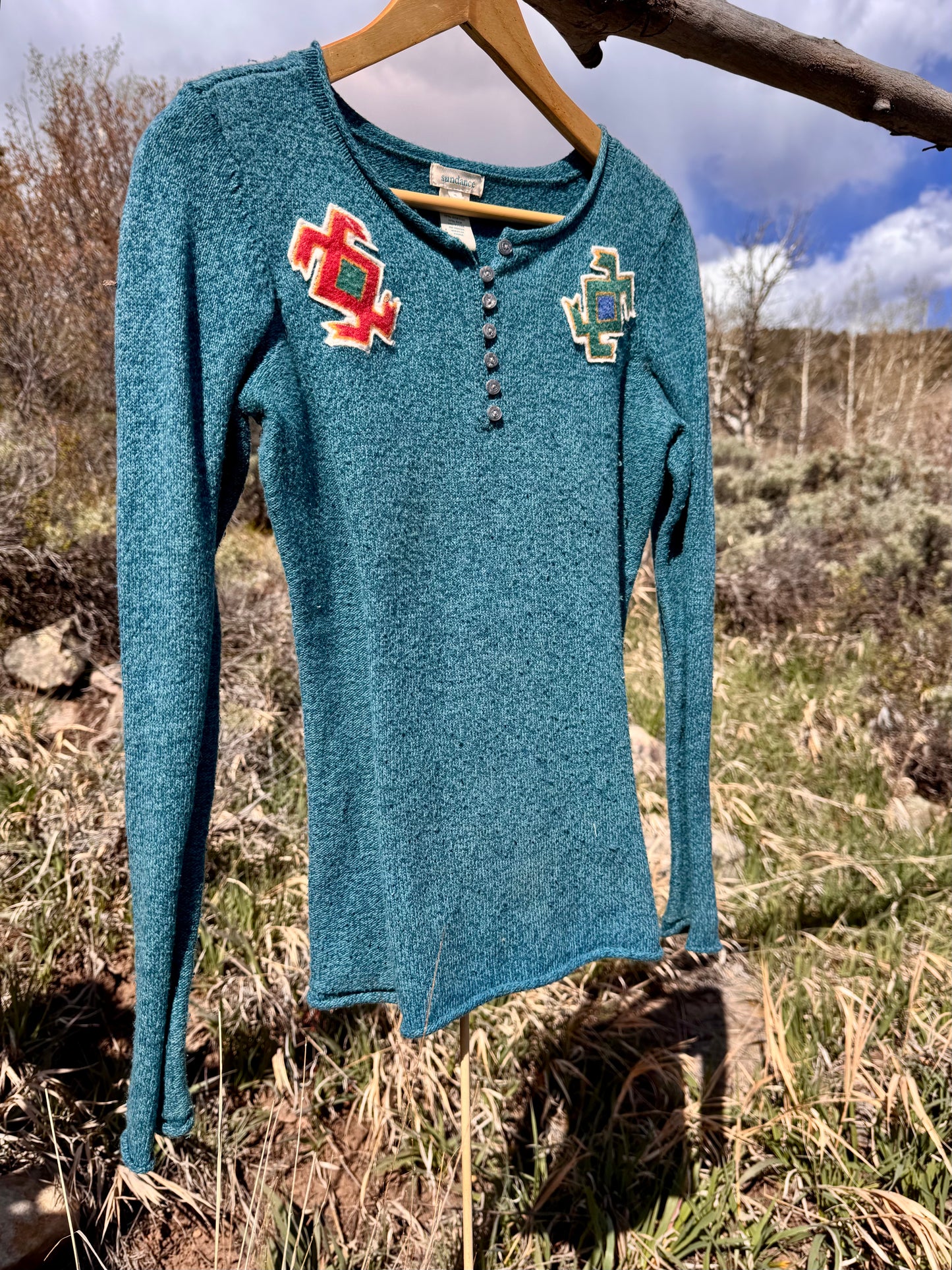 Upcycled Sundance Turquoise Knit Sweater (S)