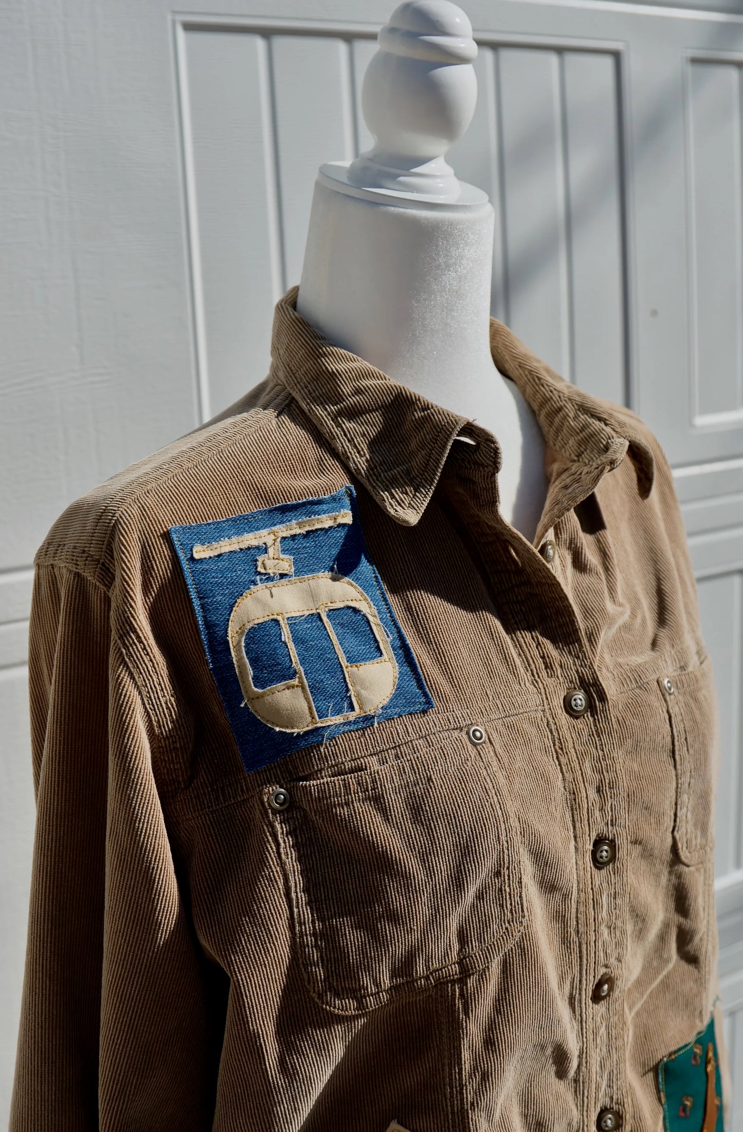"Powder Peak Gondola Shirt" — Upcycled Button Down Corduroy Shirt