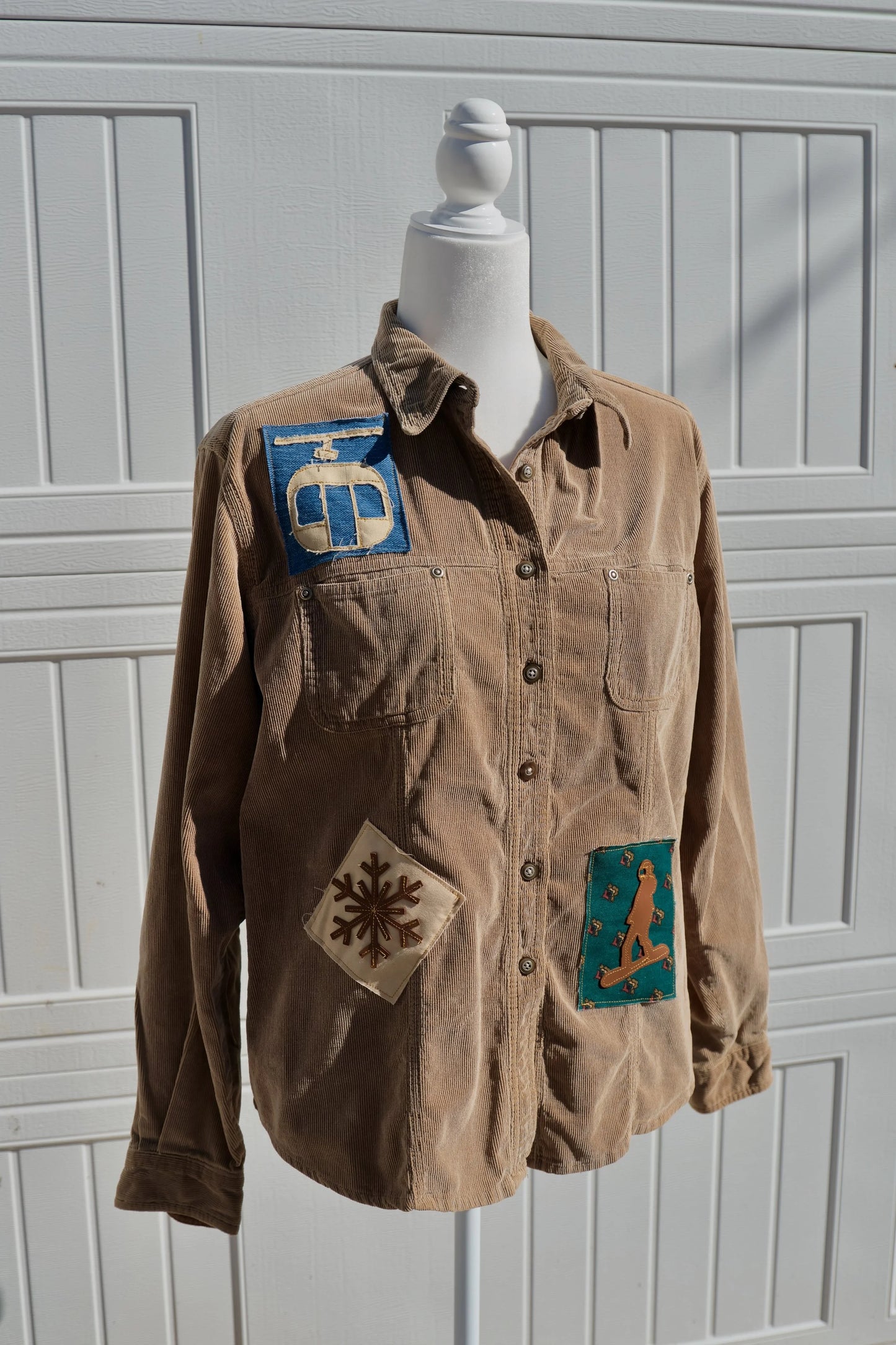 "Powder Peak Gondola Shirt" — Upcycled Button Down Corduroy Shirt