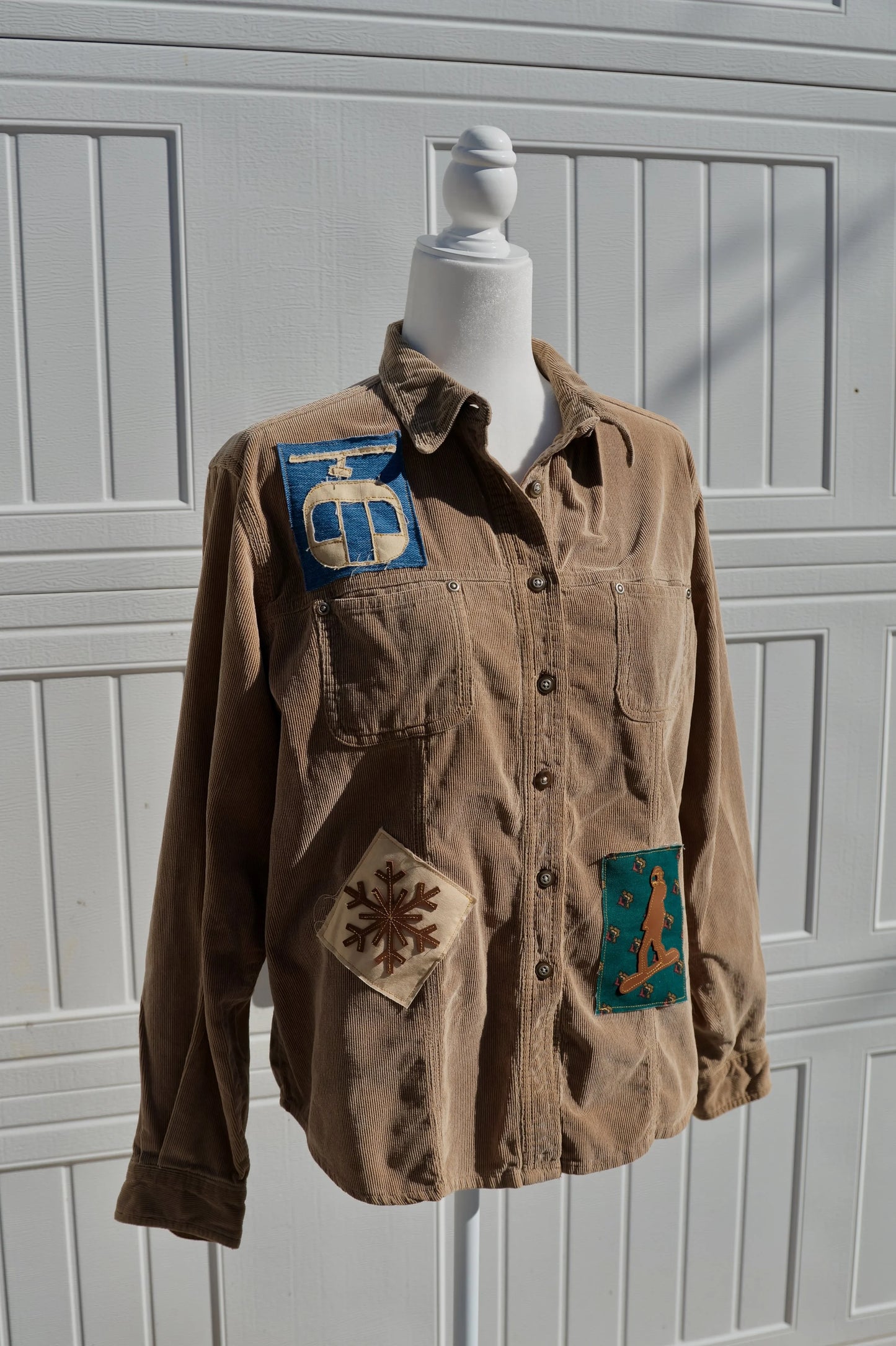 "Powder Peak Gondola Shirt" — Upcycled Button Down Corduroy Shirt