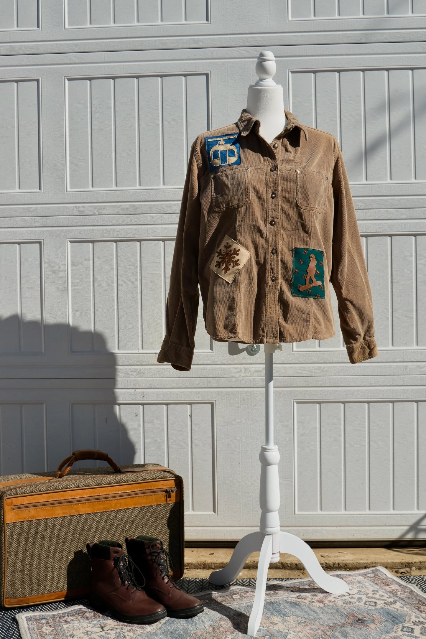 "Powder Peak Gondola Shirt" — Upcycled Button Down Corduroy Shirt