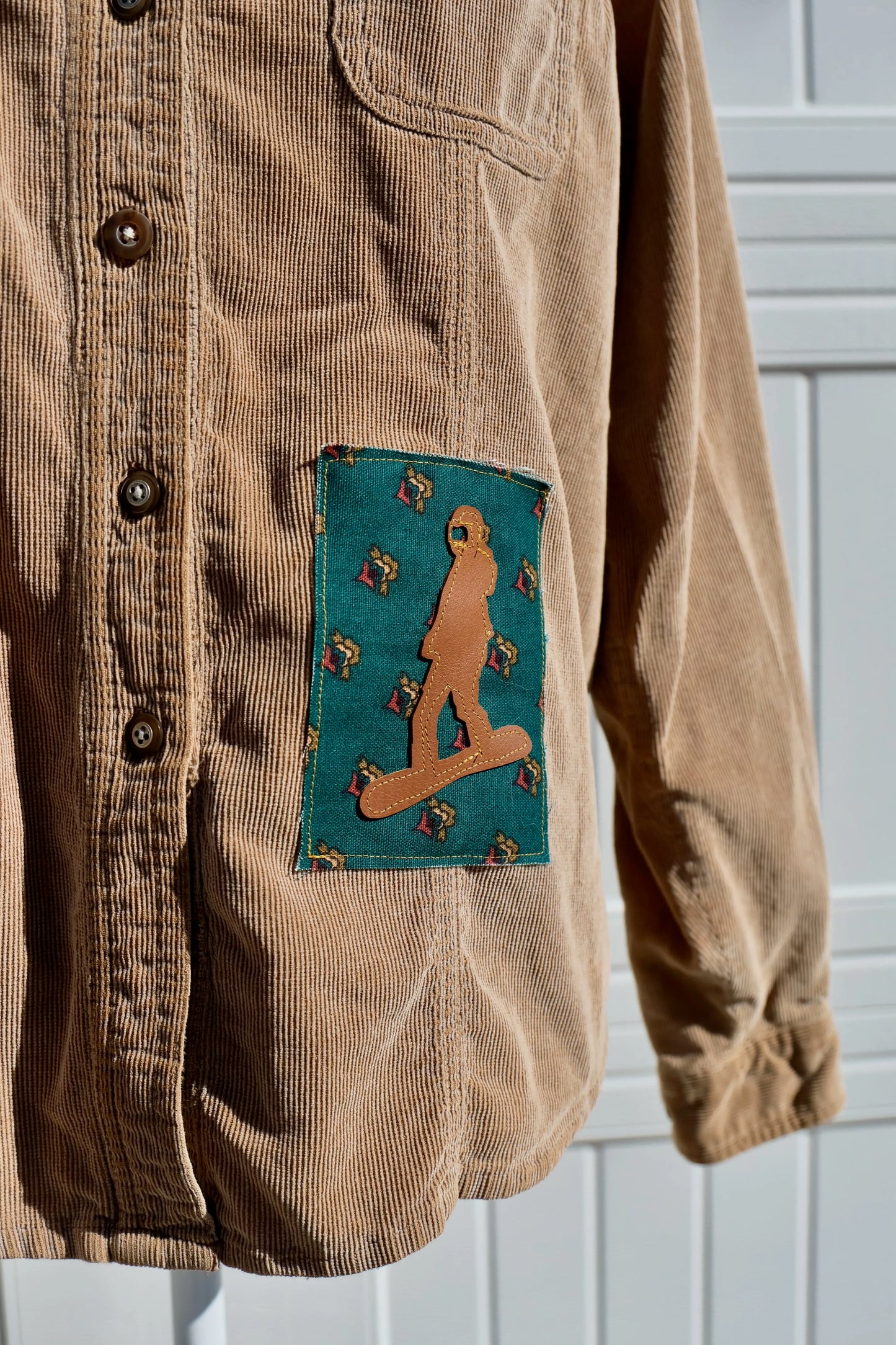 "Powder Peak Gondola Shirt" — Upcycled Button Down Corduroy Shirt
