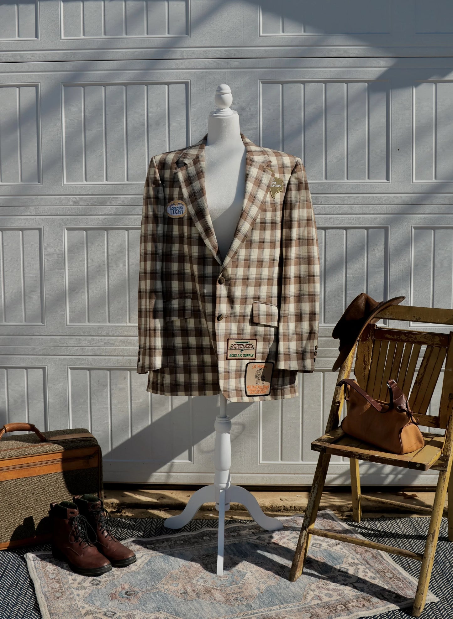"The Honky-Tonk Patchwork Blazer" - Upcycled Plaid Oversized Blazer