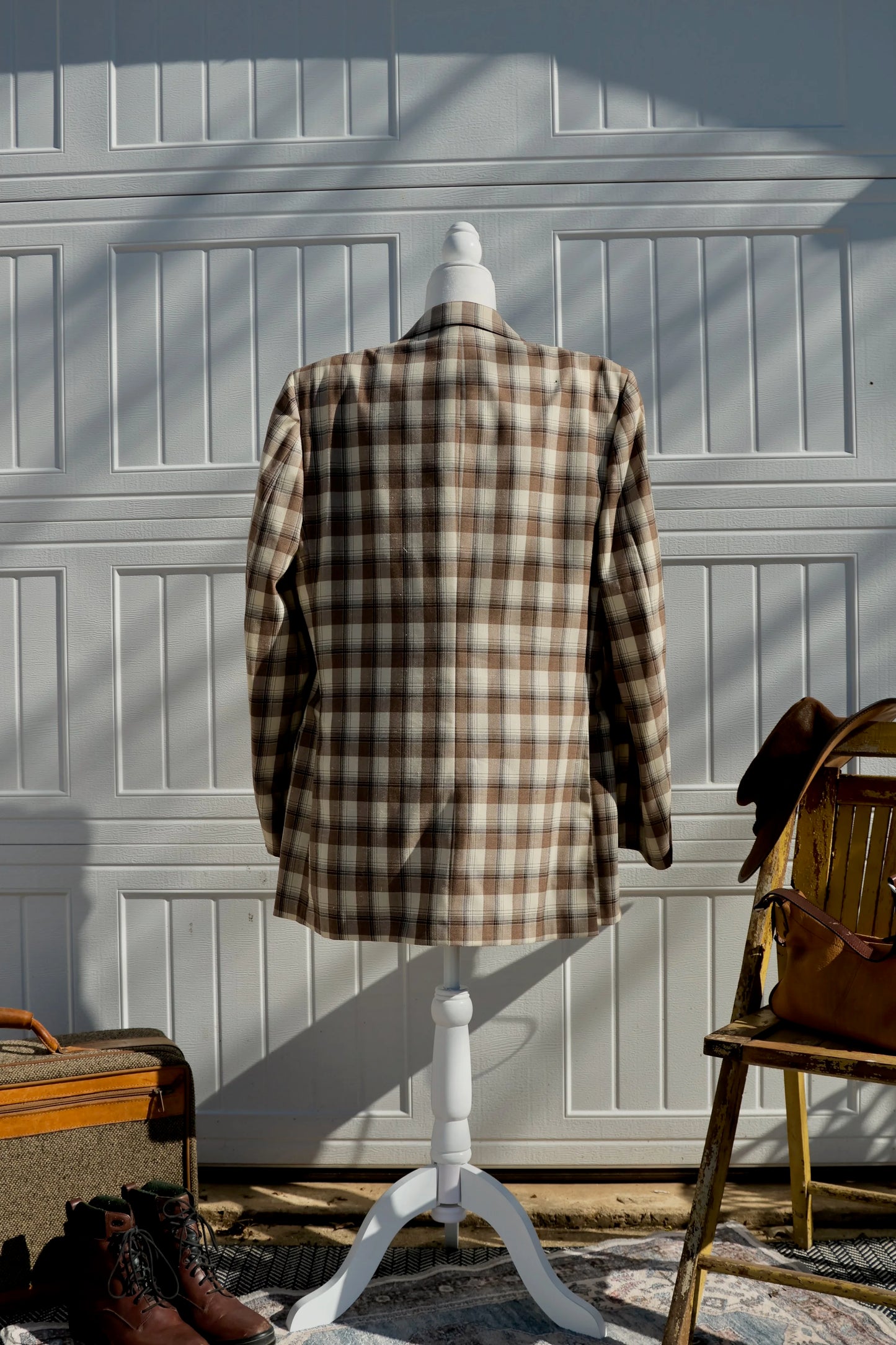 "The Honky-Tonk Patchwork Blazer" - Upcycled Plaid Oversized Blazer