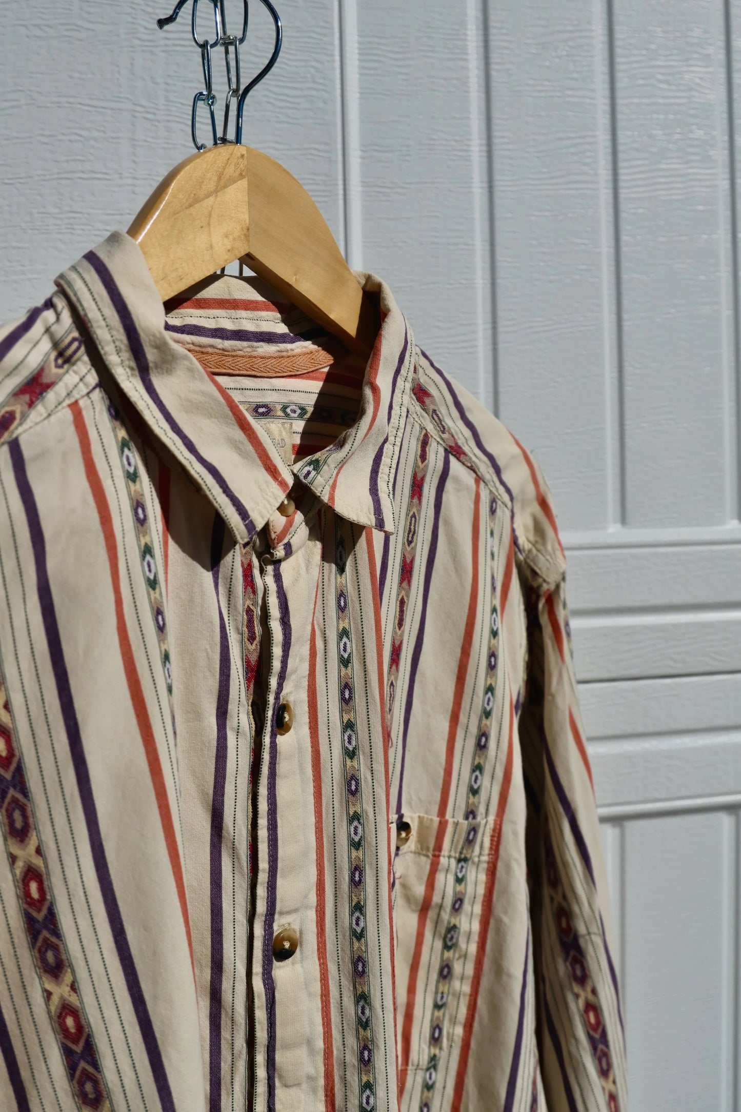 Vintage The Territory Ahead Men’s Large White Southwestern Print Button Down Shirt