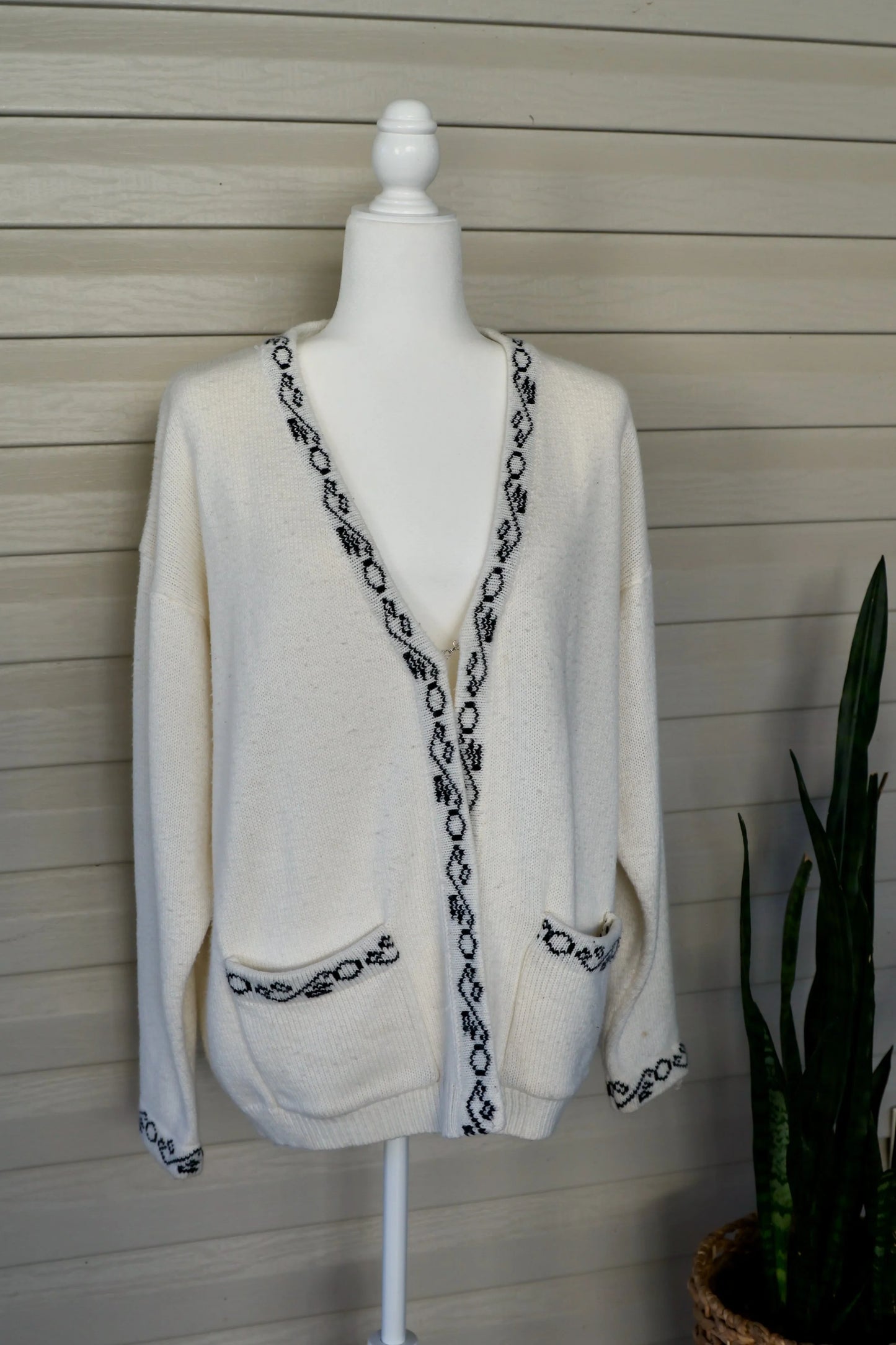 Extra Touch Cardigan Sweater with Black Trim - Women's 20/40W