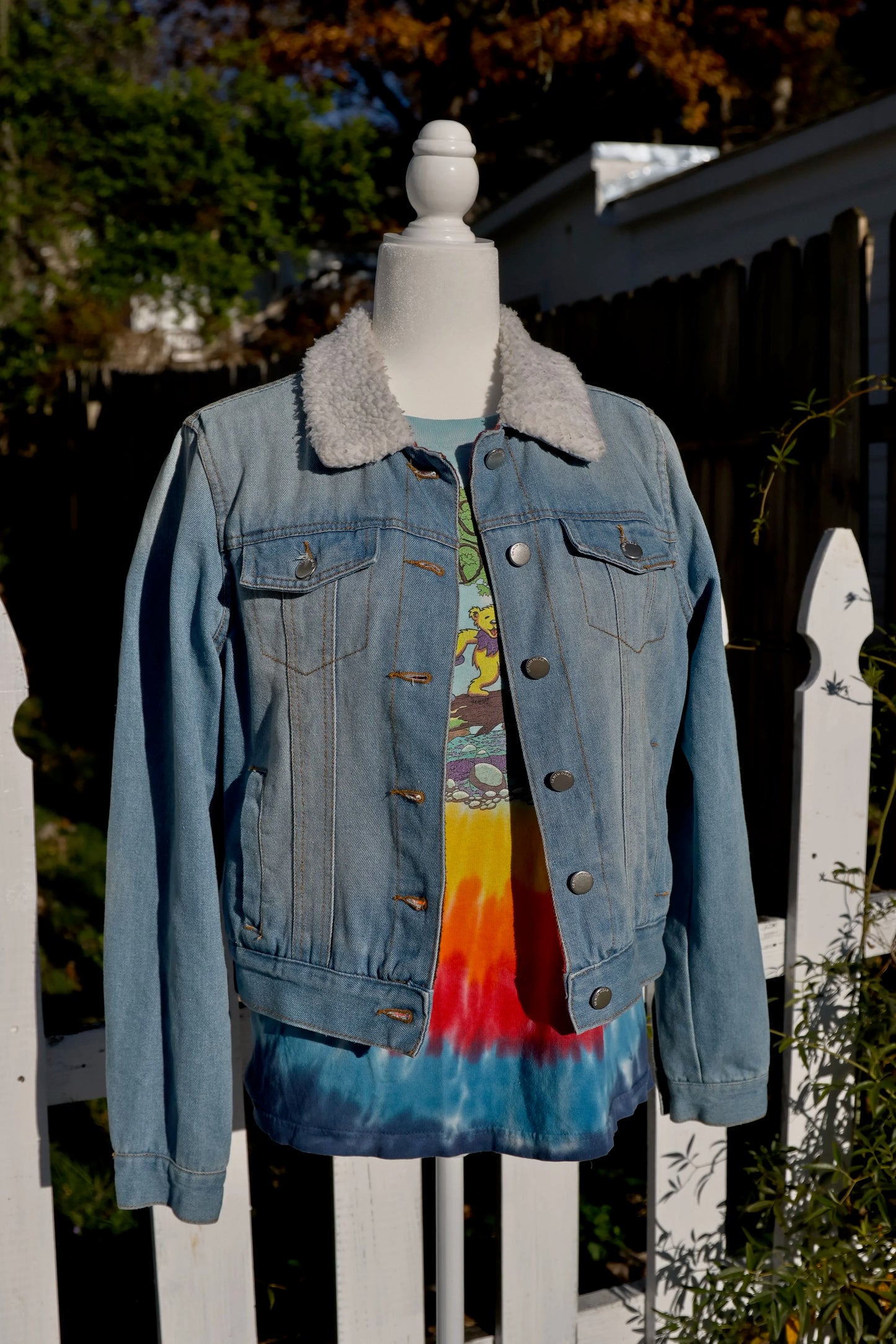 Ashley Vintage Charm Sherpa-Collar Denim Jacket