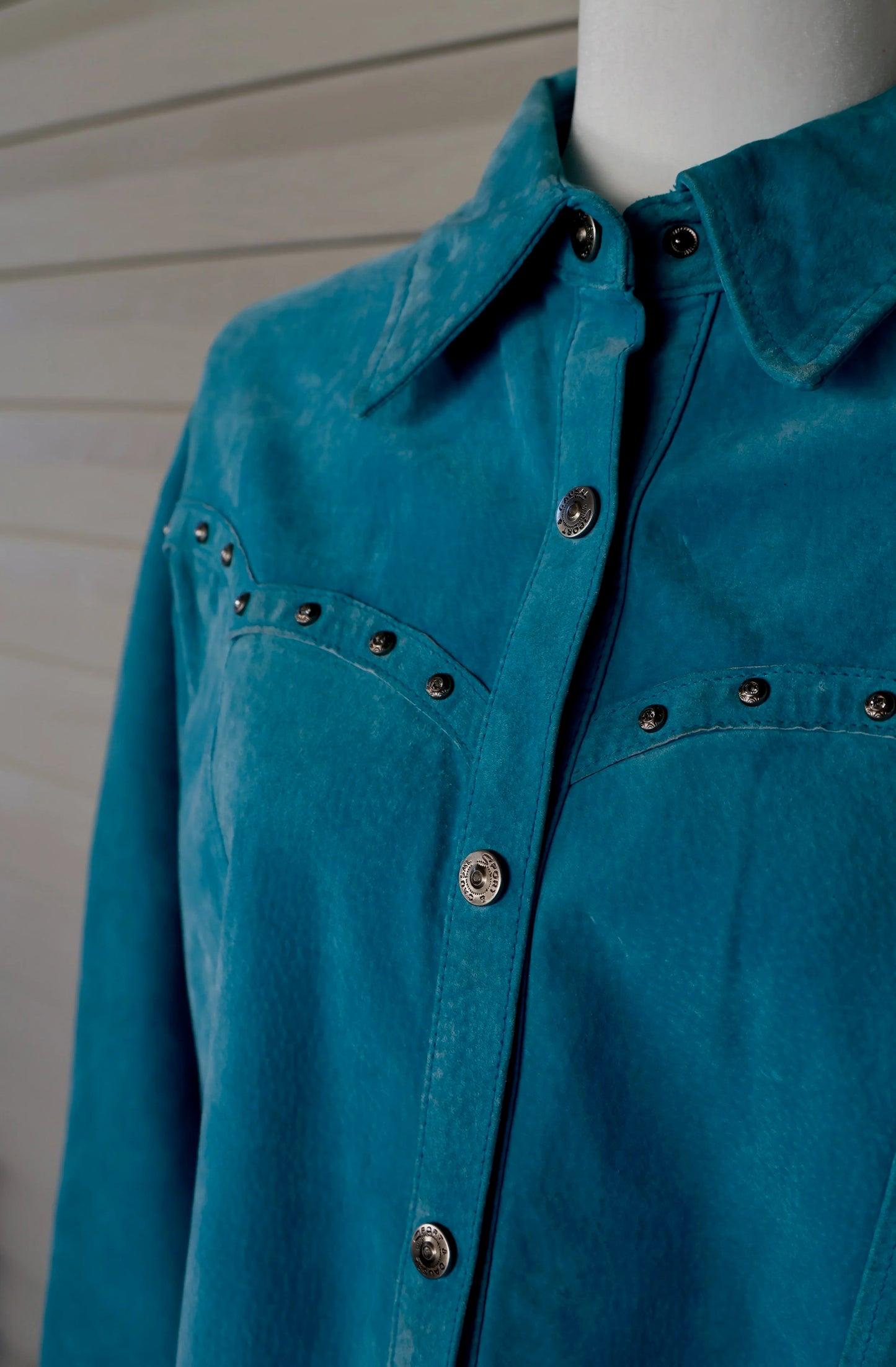 Vintage Montana Co. Genuine Leather Teal Western Shirt Jacket – Women's Extra Large