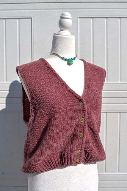 Vintage Liz Claiborne Sport Ribbed Mauve Vest – Medium Petite