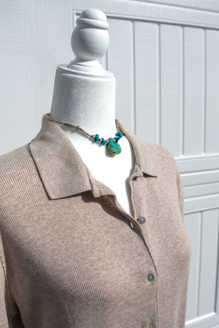 Vintage Talbots Beige Knit Polo – Large Petite