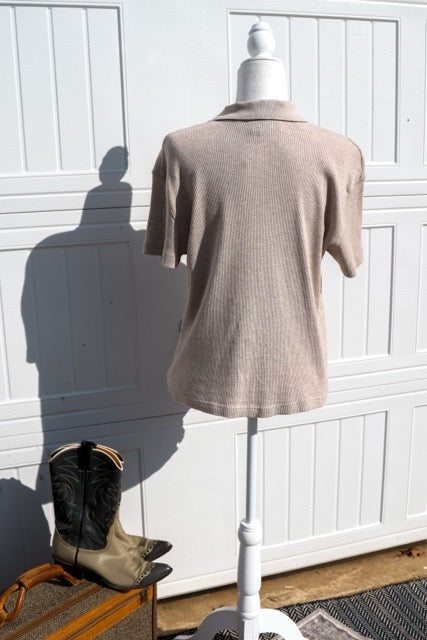 Vintage Talbots Beige Knit Polo – Large Petite