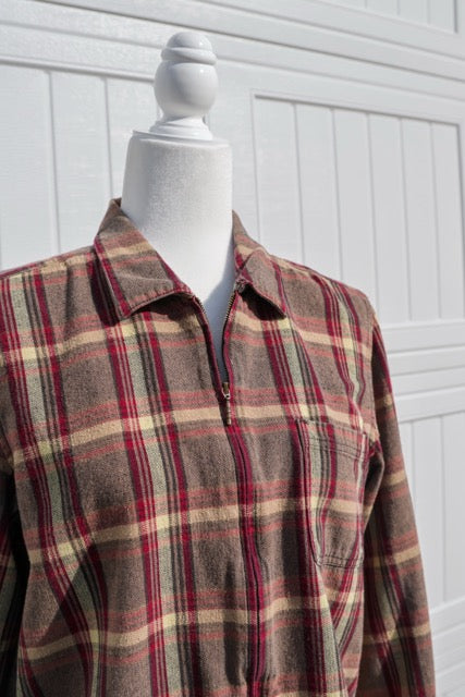 Vintage Christopher & Banks Red Plaid Zip-Up Flannel – Medium