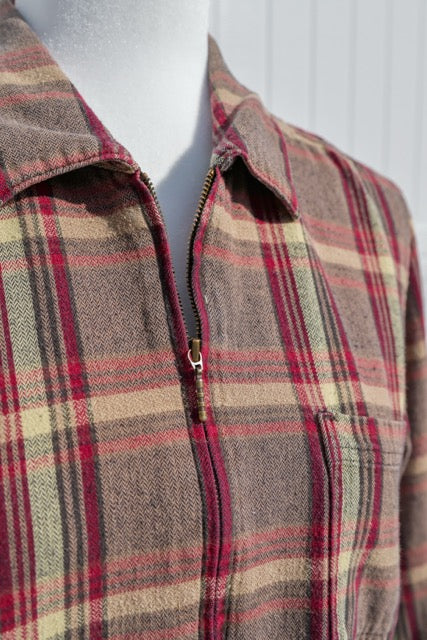 Vintage Christopher & Banks Red Plaid Zip-Up Flannel – Medium