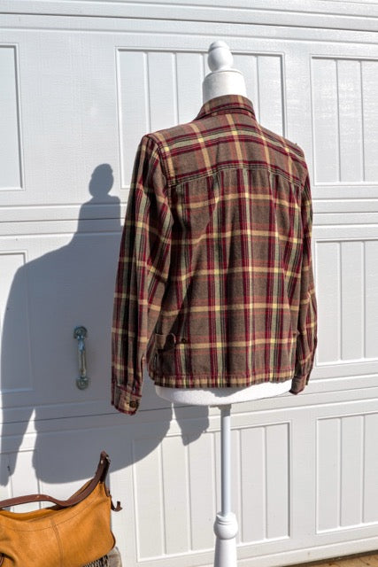 Vintage Christopher & Banks Red Plaid Zip-Up Flannel – Medium