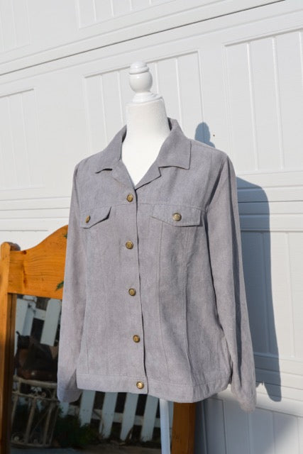 Draper's & Damon's Light Gray Suede Shirt Jacket – Large