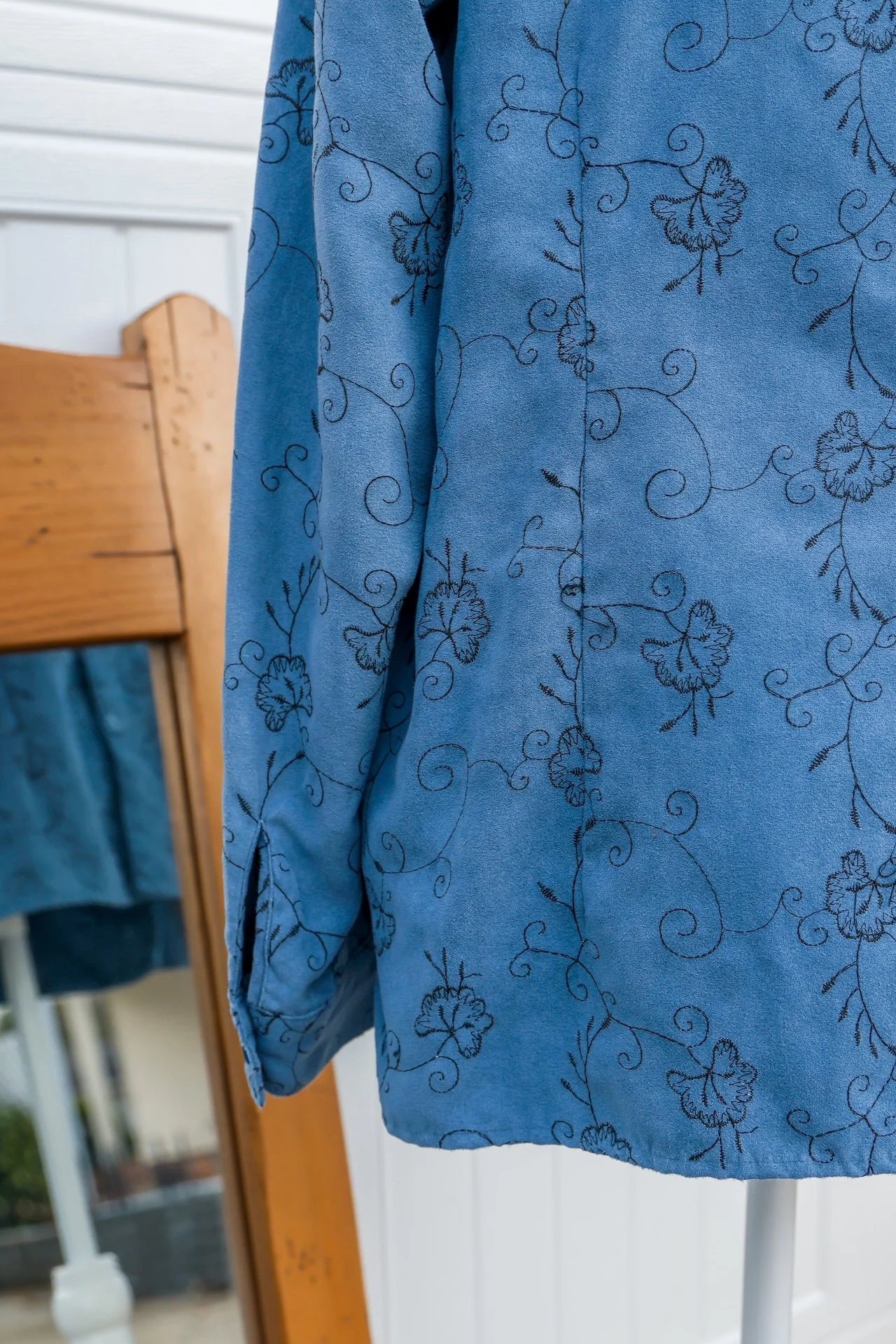 Vintage Sag Harbor Women’s Faux Suede Embroidered Blouse